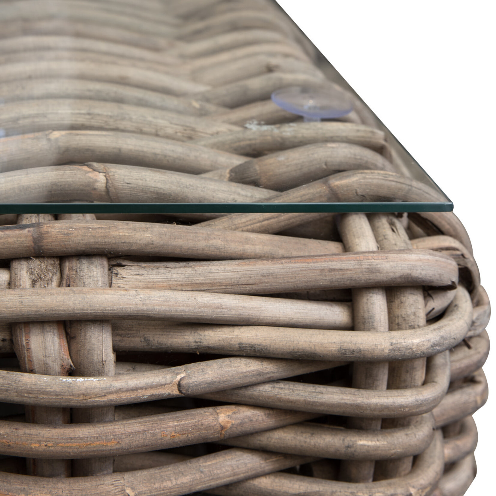 Maluna Rattan Salontisch mit Glas oder Keramik 80x80xH40cm