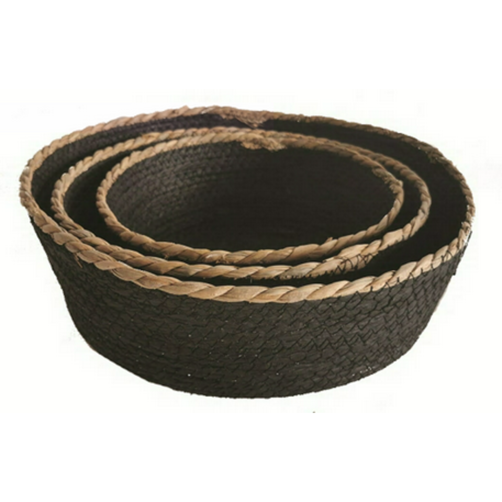 Korb flach M aus pflanzlichen Fasern D30xH9cm schwarz