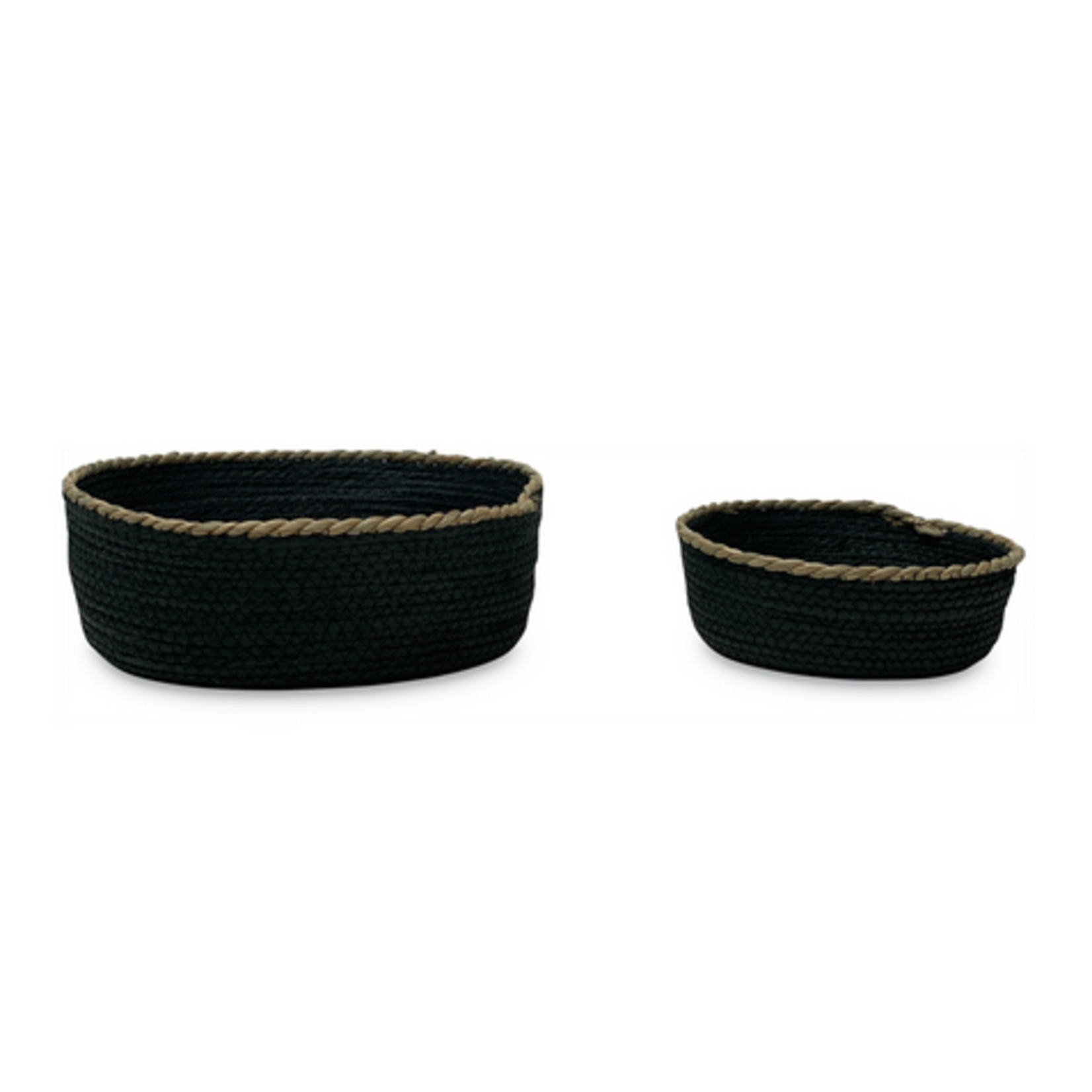 Korb flach M aus pflanzlichen Fasern D30xH9cm schwarz