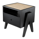 Latour Nachttisch B58xT45xH55.5cm Holz schwarz & Geflecht natur
