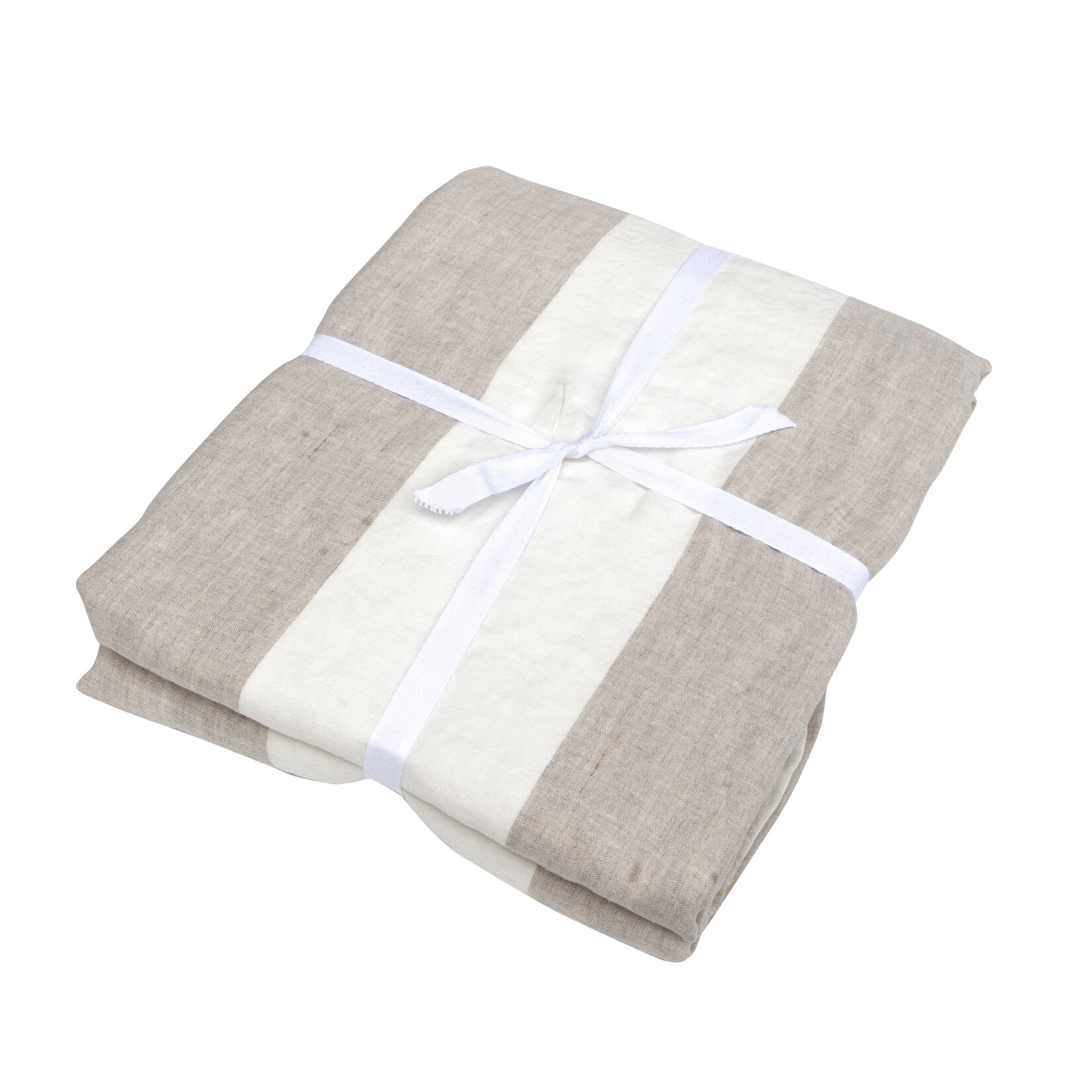 Nashville Leinenduvetbezug 200x220cm weiss-beige gestreift