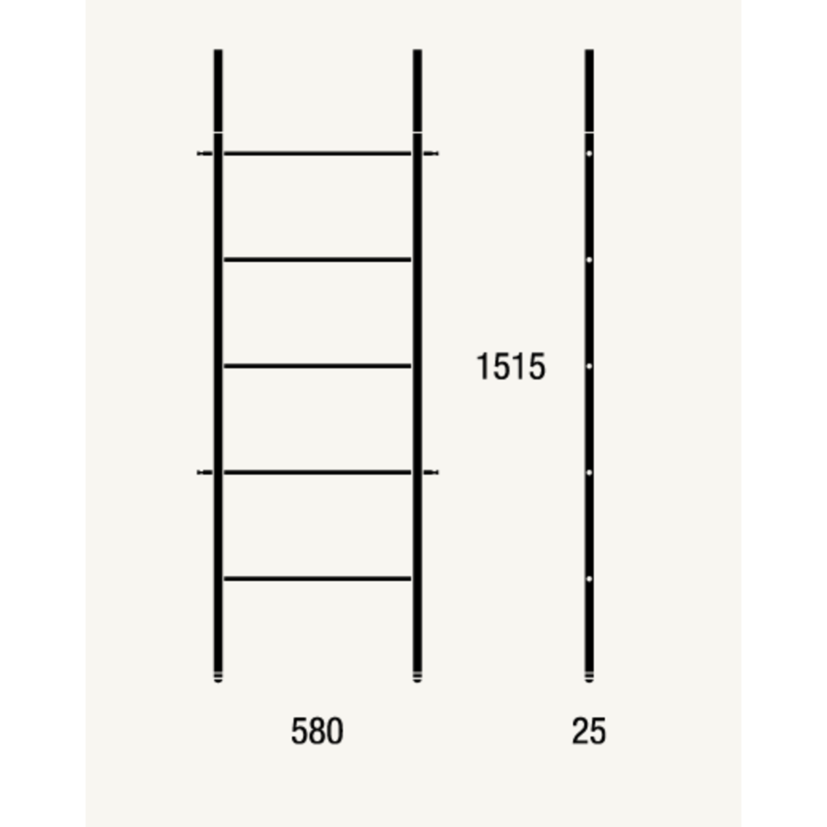 Wäscheleiter B58xH151.5cm, schwarz matt