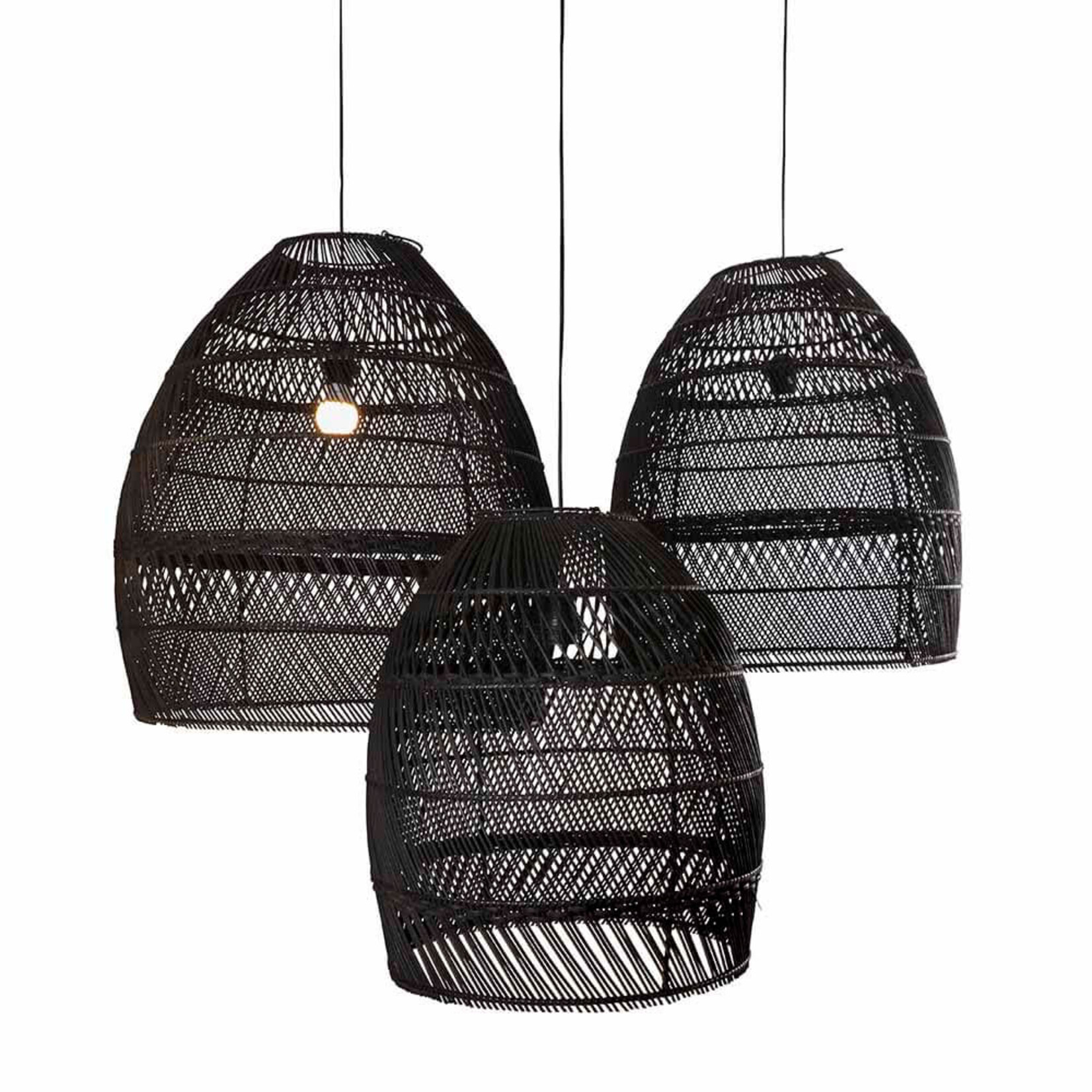 Hängelampe Rattan handgefertigt, schwarz, 60x70cm