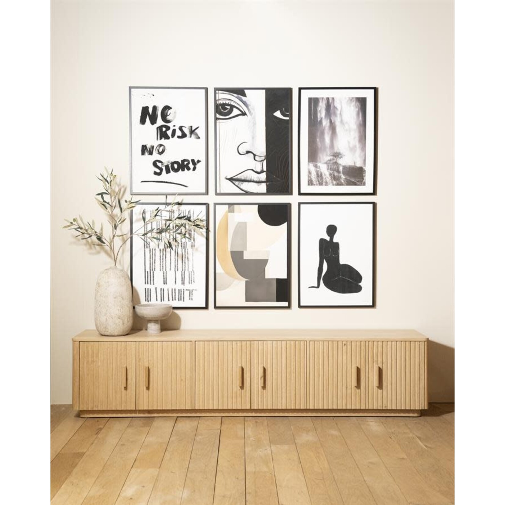 Roseville Sideboard 224x46xH50cm, Eiche & Eichenfurnier