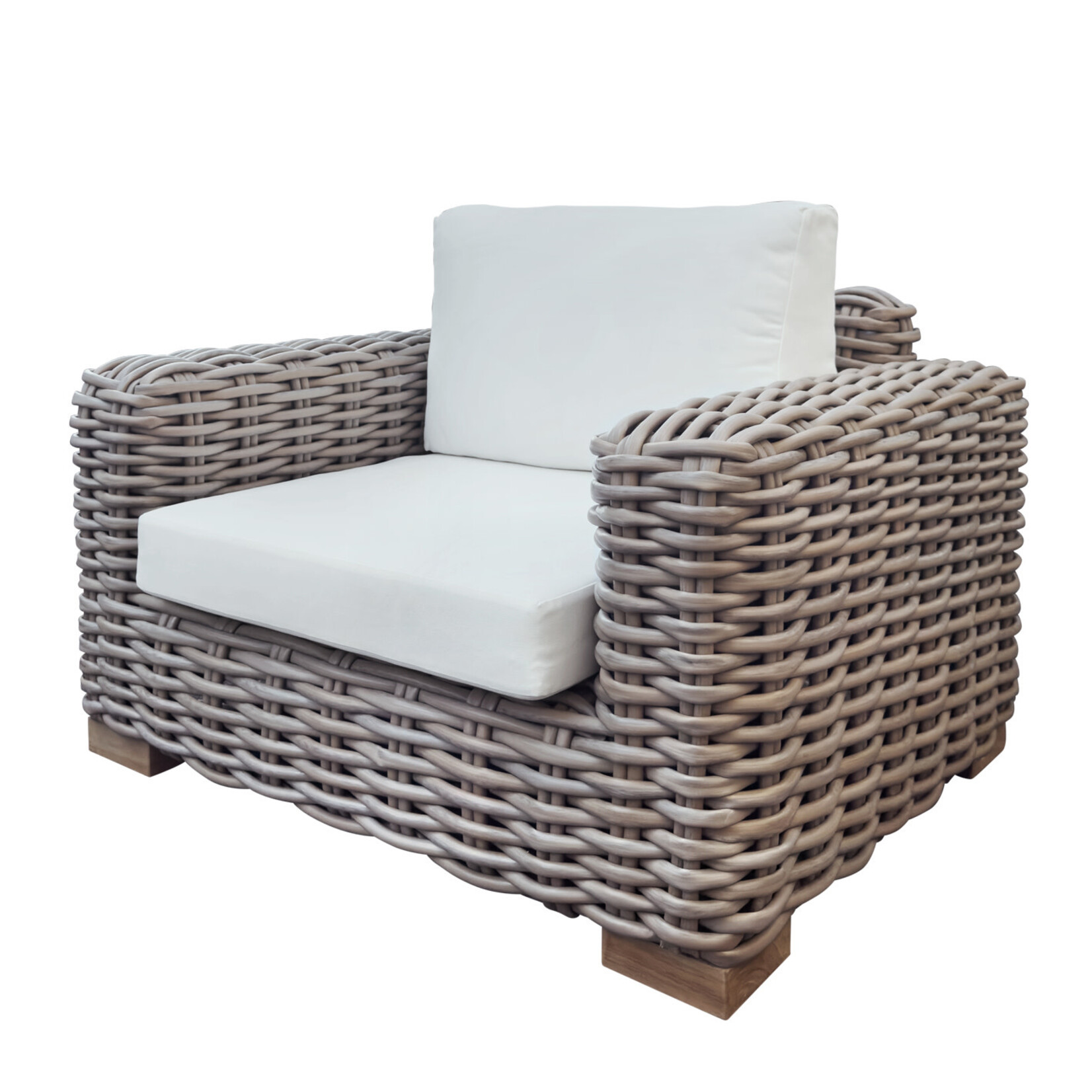 Lewiston Sessel grau, 113x99cm inkl. Kissen weiss