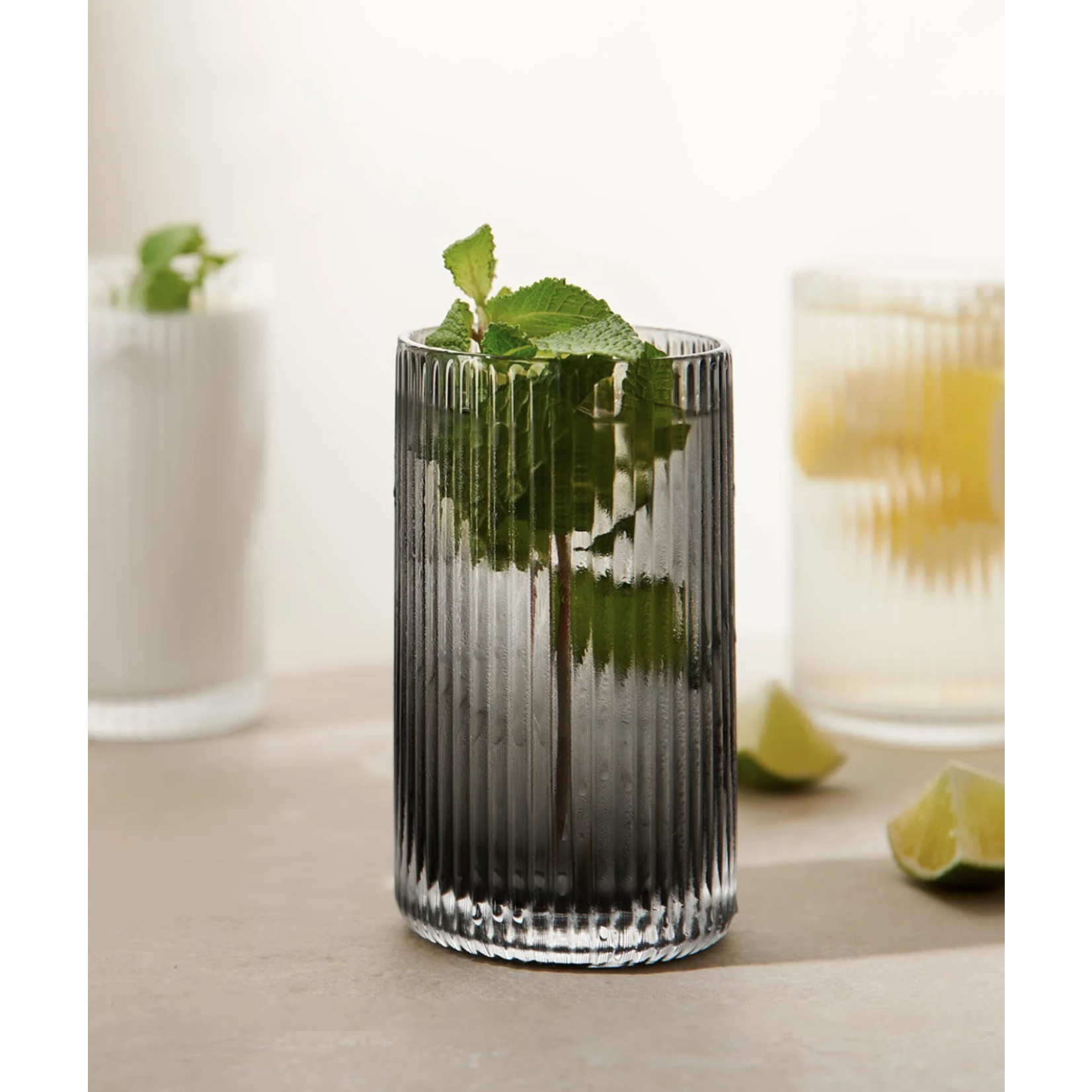 Glas Stripes 6.8xH12cm, 0.28L grau