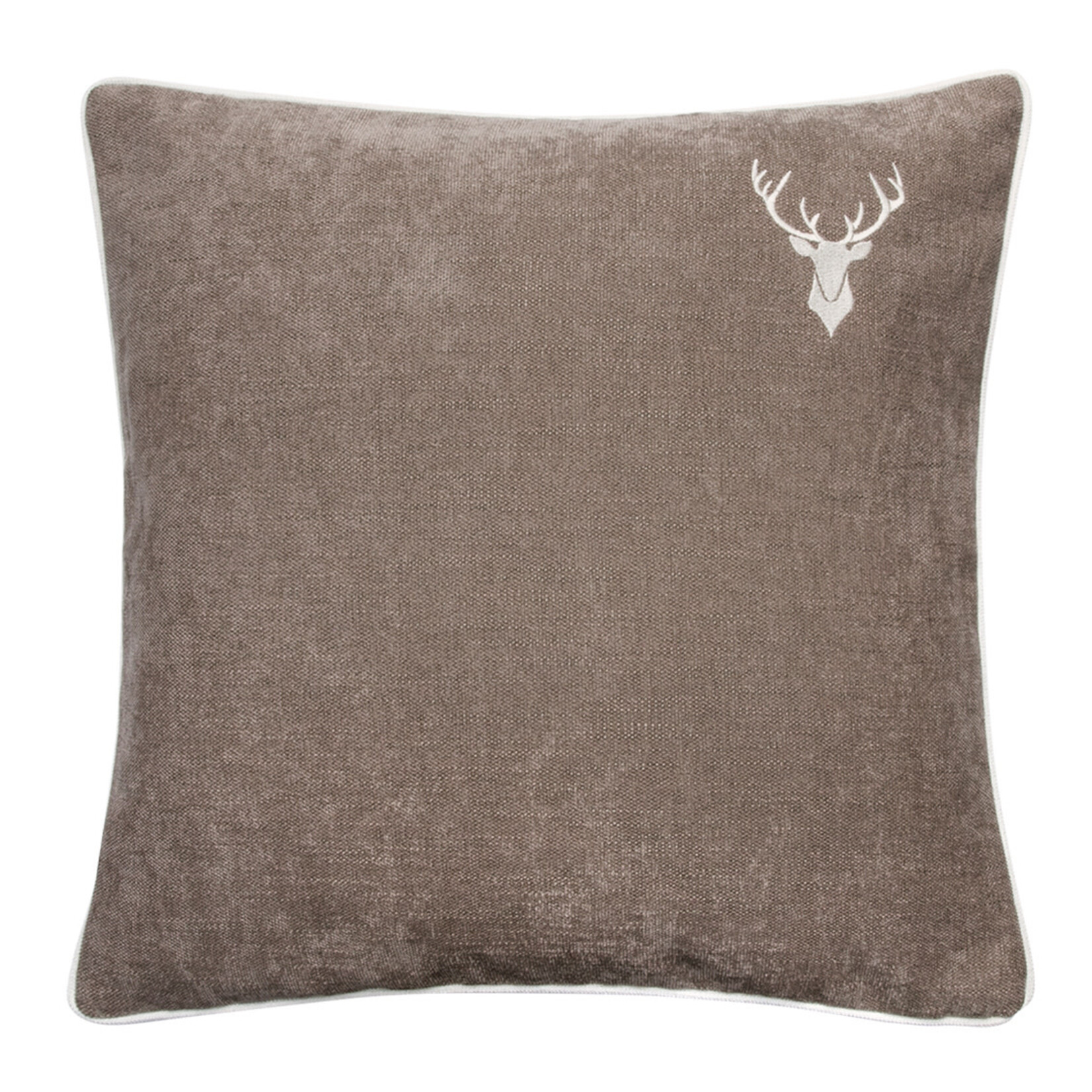 Romeo Kissen taupe mit kleinem Hirsch 55x55cm
