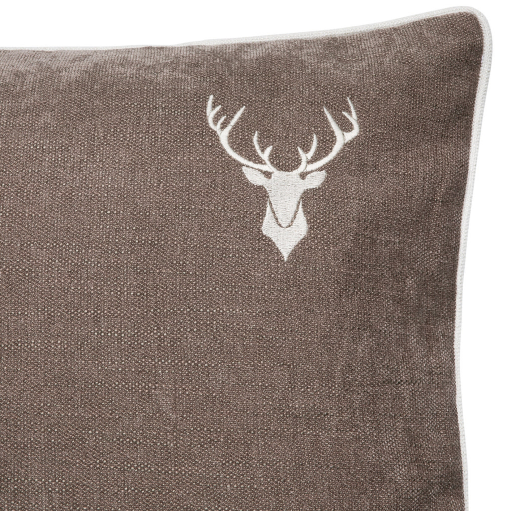 Romeo Kissen taupe mit kleinem Hirsch 55x55cm