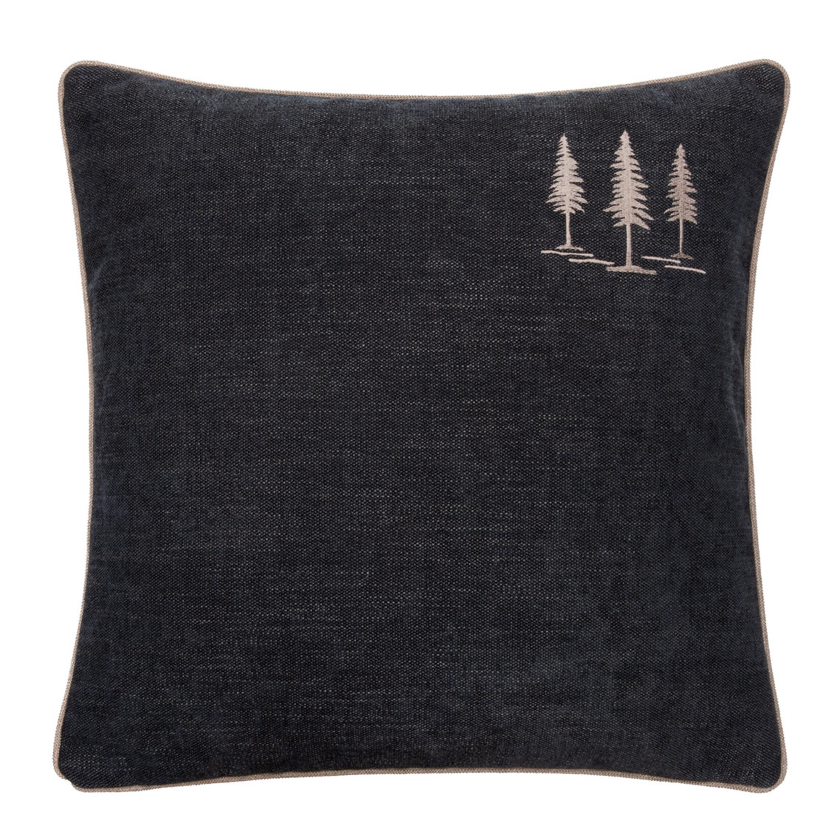 Romeo Kissen schwarz mit 3 Fichten 55x55cm