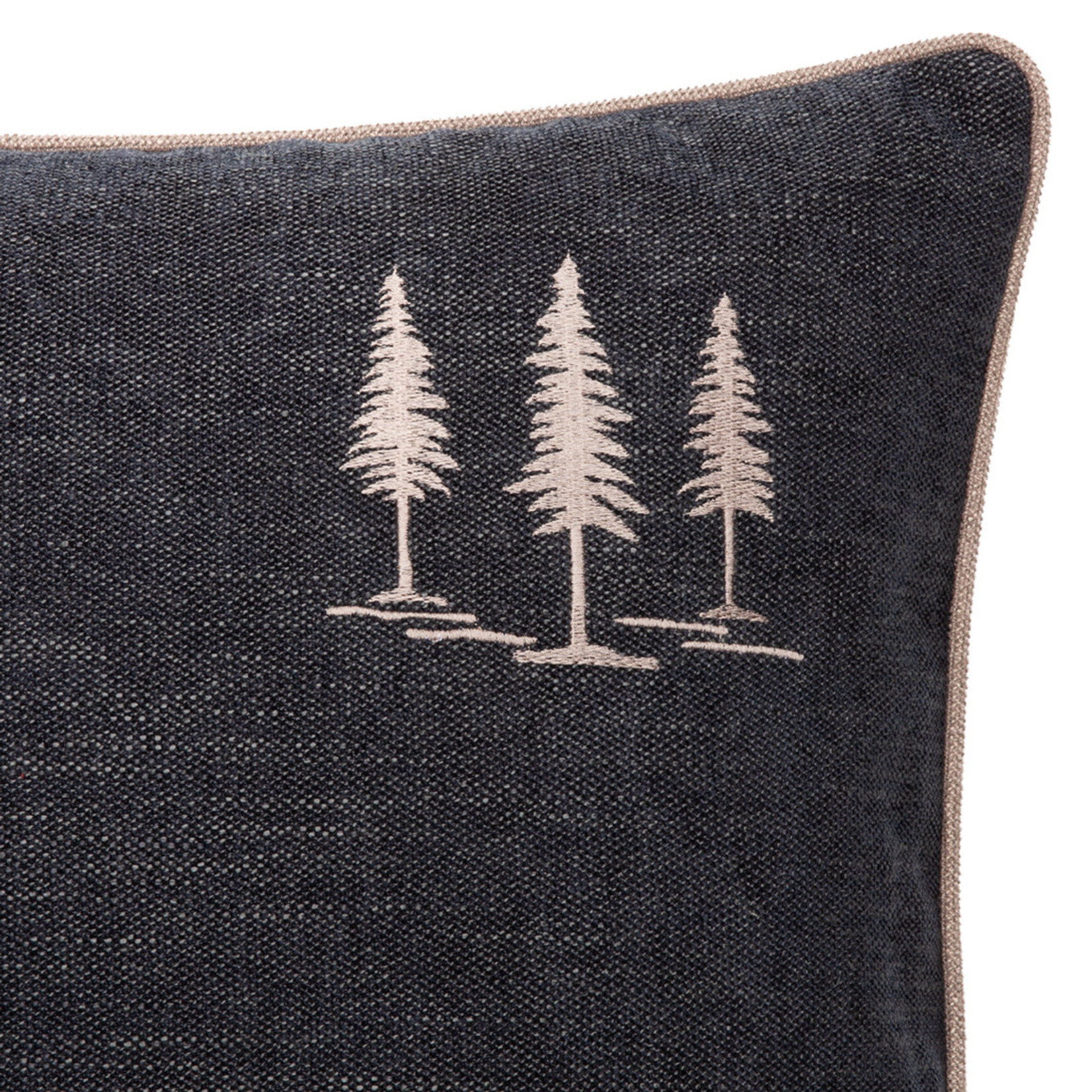 Romeo Kissen schwarz mit 3 Fichten 55x55cm