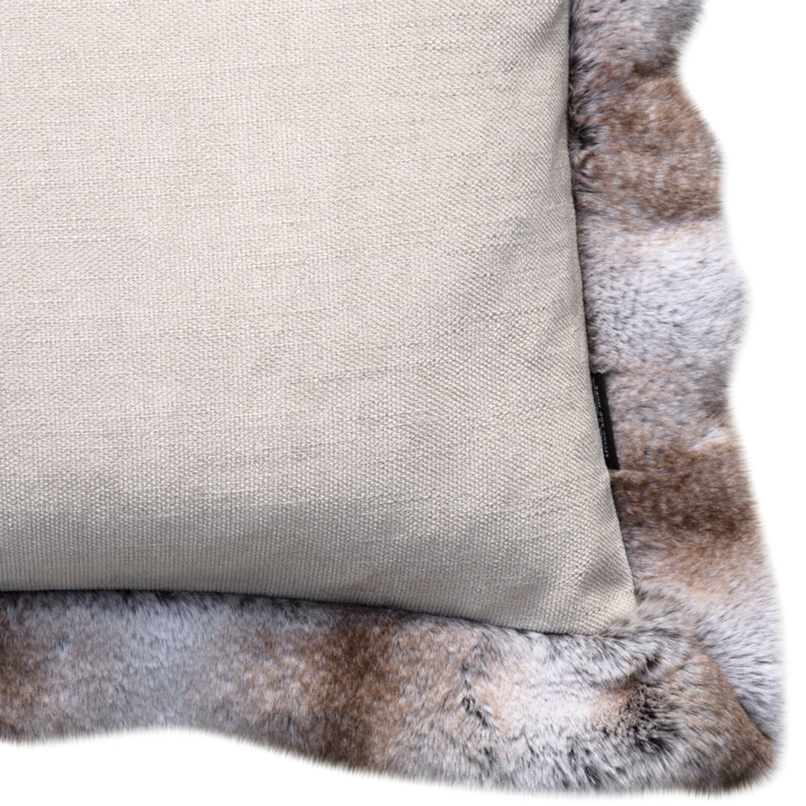 Romeo Kissen Taupe/Beige mit Kunstfell Bordüre 55x55cm