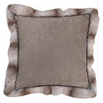 Romeo Kissen Taupe mit Kunstfell Bordüre 55x55cm