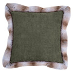 Romeo Kissen Taupe/Grün mit Kunstfell Bordüre 55x55cm