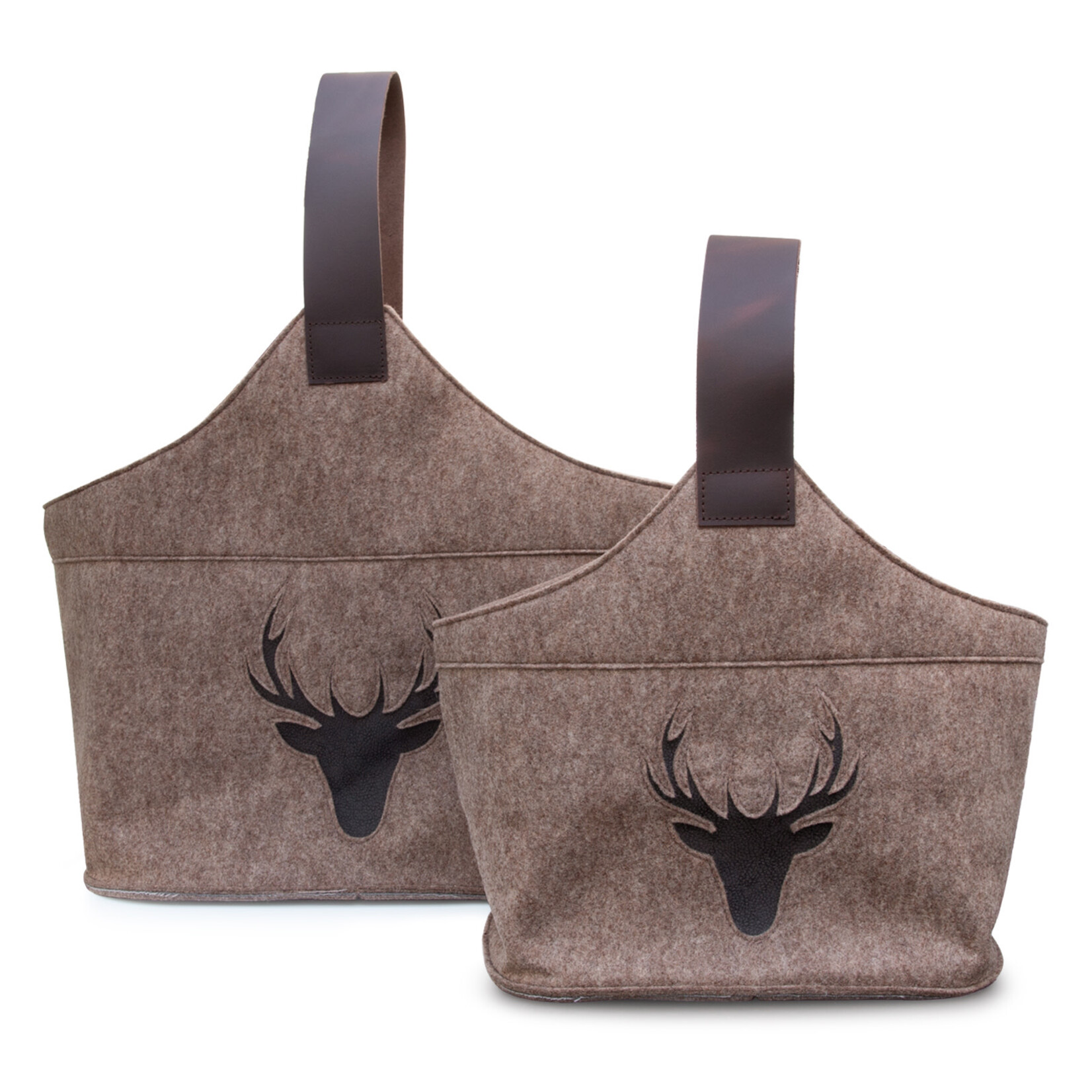 Kaminholz Tasche klein Filz natur-meliert 35x24.5xH35cm