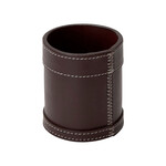 Stiftbecher Leder: braun, Naht: weiss D9x10cm