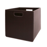 Aufbewahrungskorb M Leder: braun, Naht: weiss 24x24x24cm