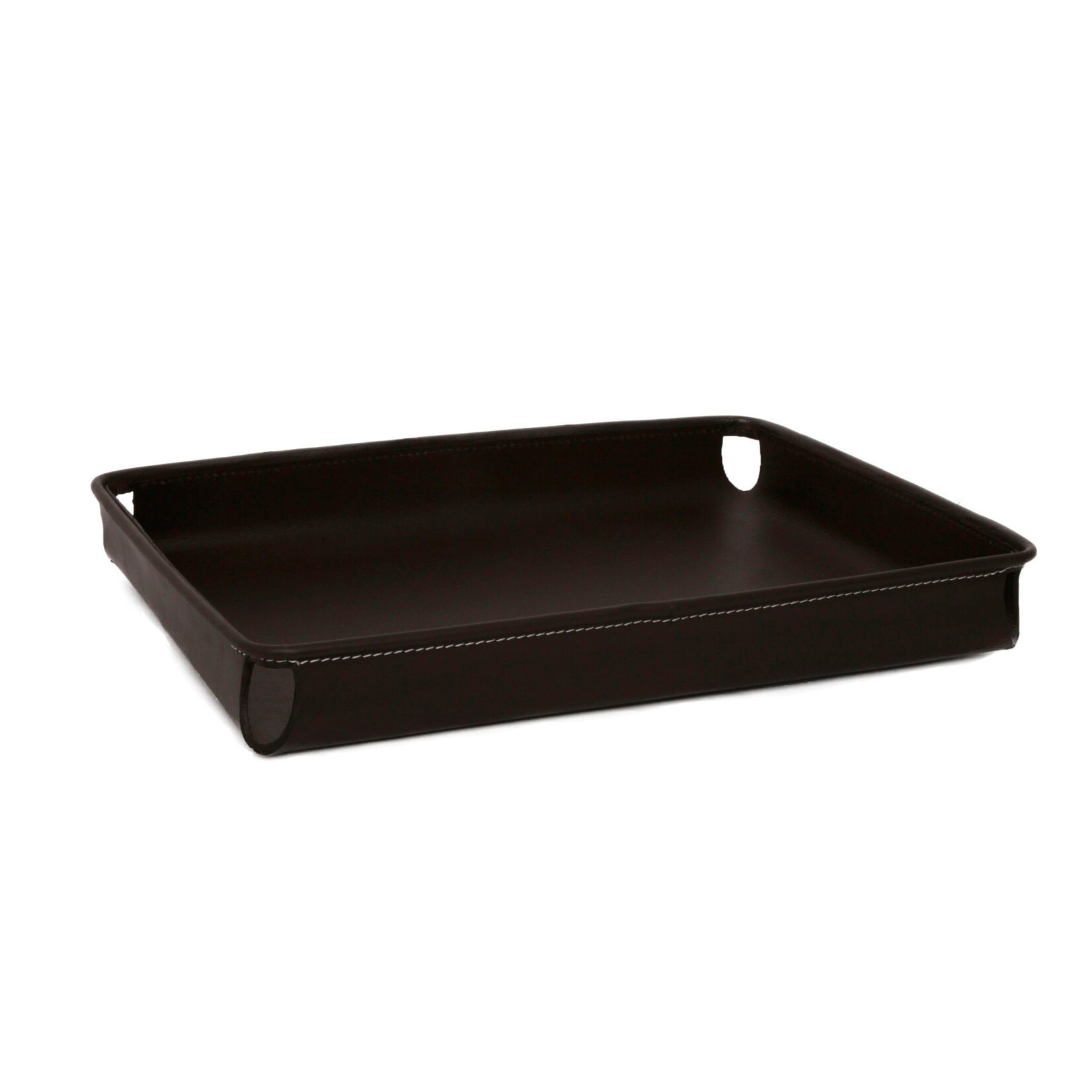 Briefkorb Leder: braun, Naht: weiss 40x30x6cm