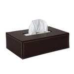 Kleenexbox  Leder braun/Naht weiss