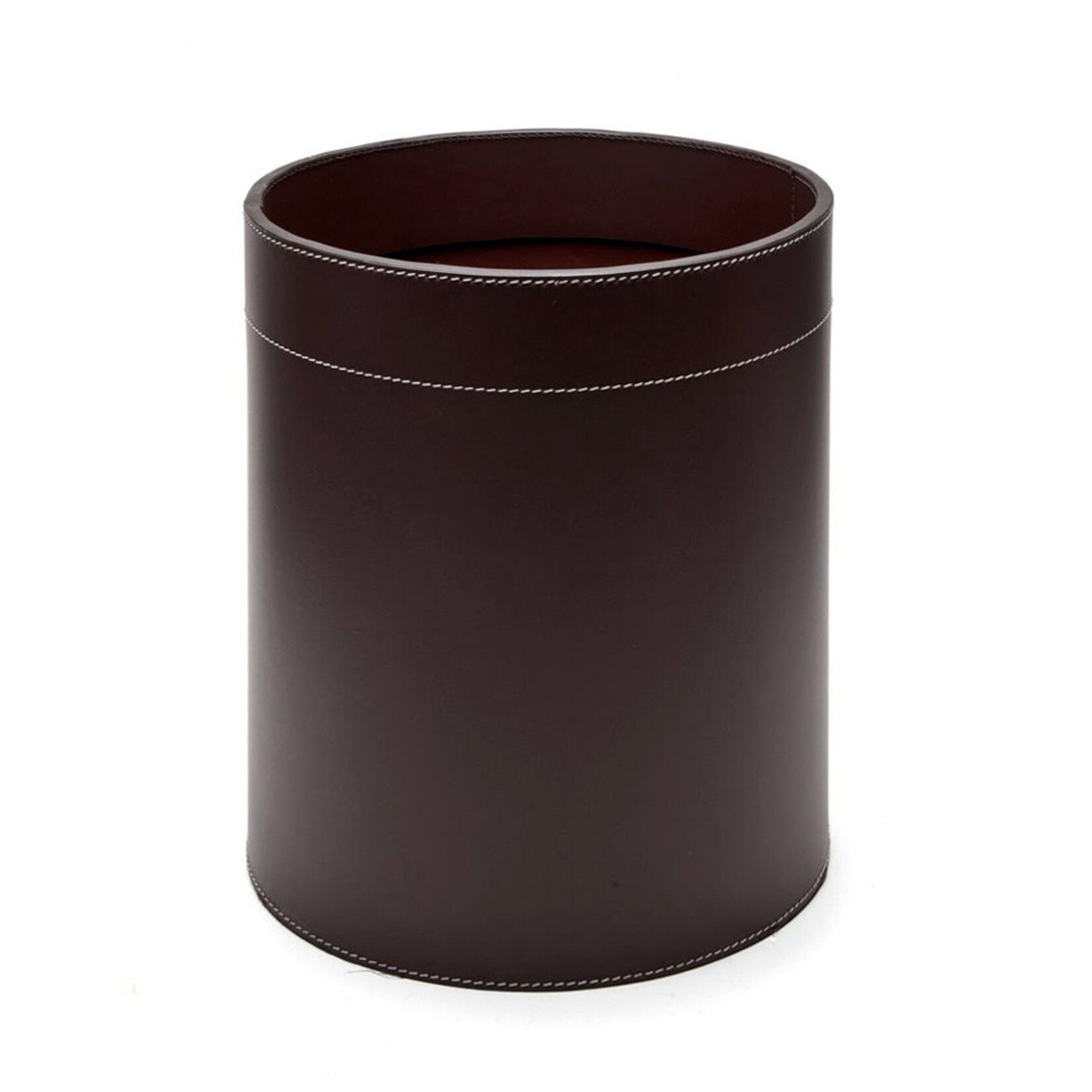 Papierkorb Leder: braun, Naht: weiss D25x30cm