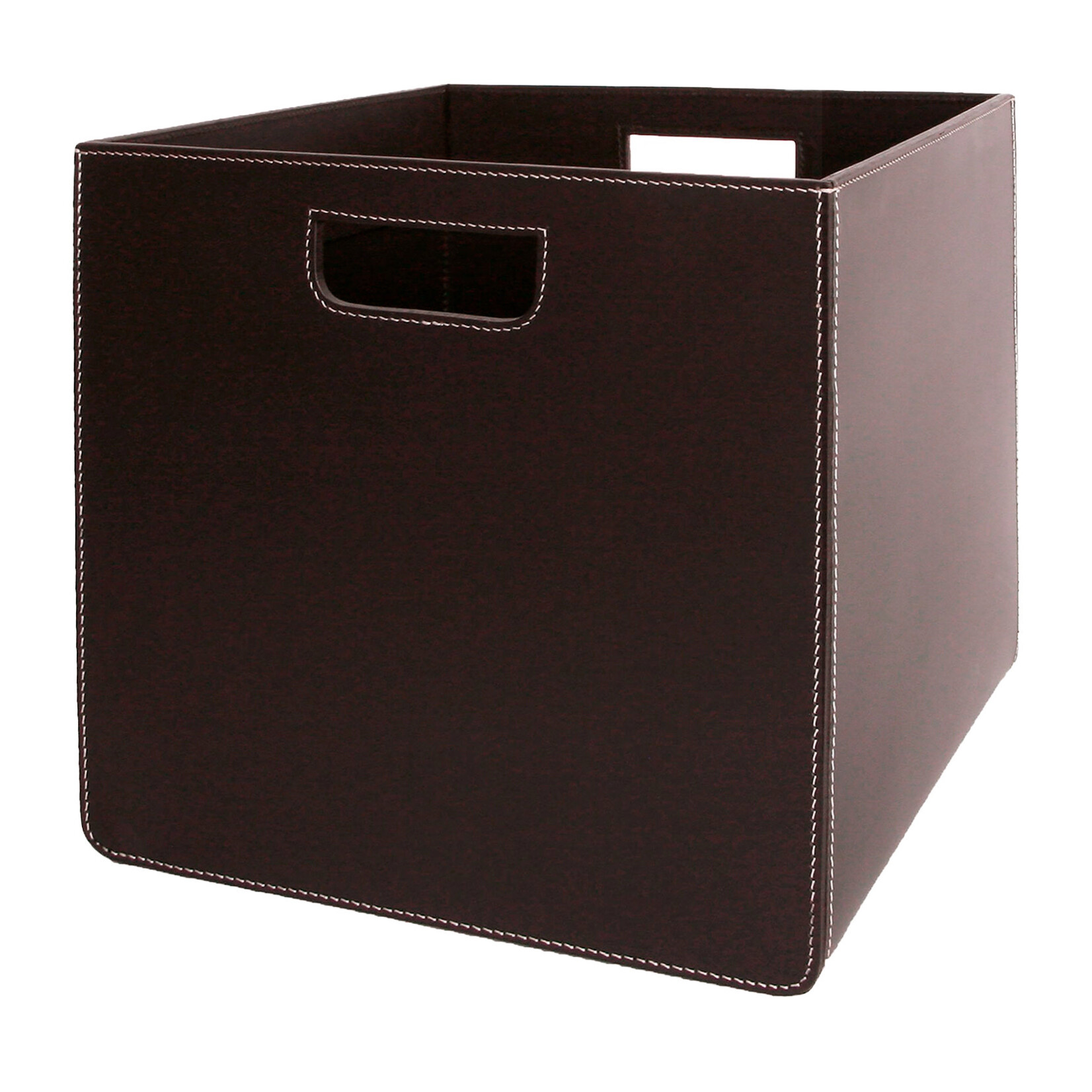 Aufbewahrungskorb L Leder: braun, Naht: weiss 31x31x31cm