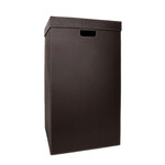 Wäschekorb Leder: braun, Naht: weiss 41x41x72cm