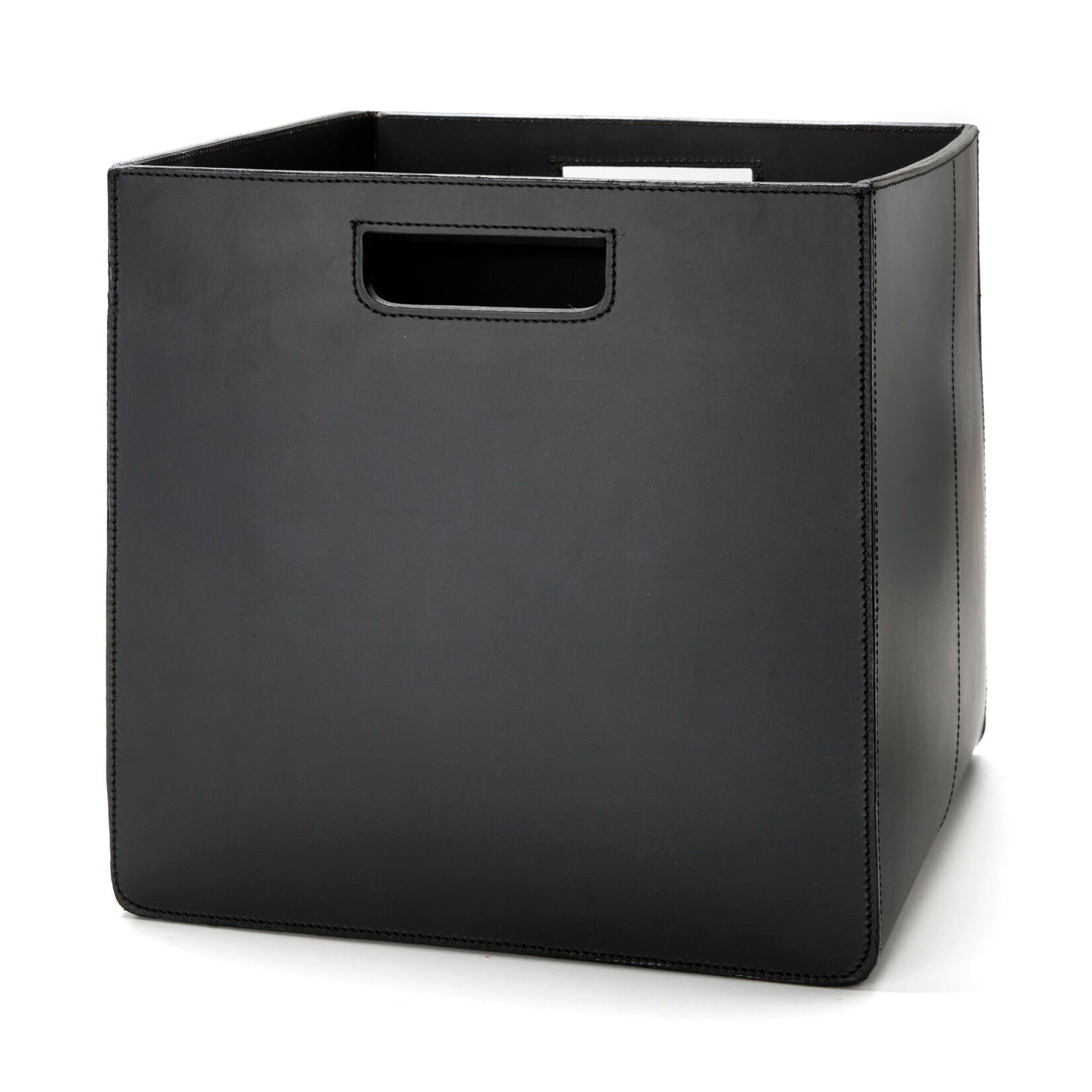 Aufbewahrungskorb L Leder: schwarz, Naht: schwarz 31x31x31cm