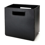 Aufbewahrungskorb M Leder: schwarz, Naht: schwarz 24x24x24cm