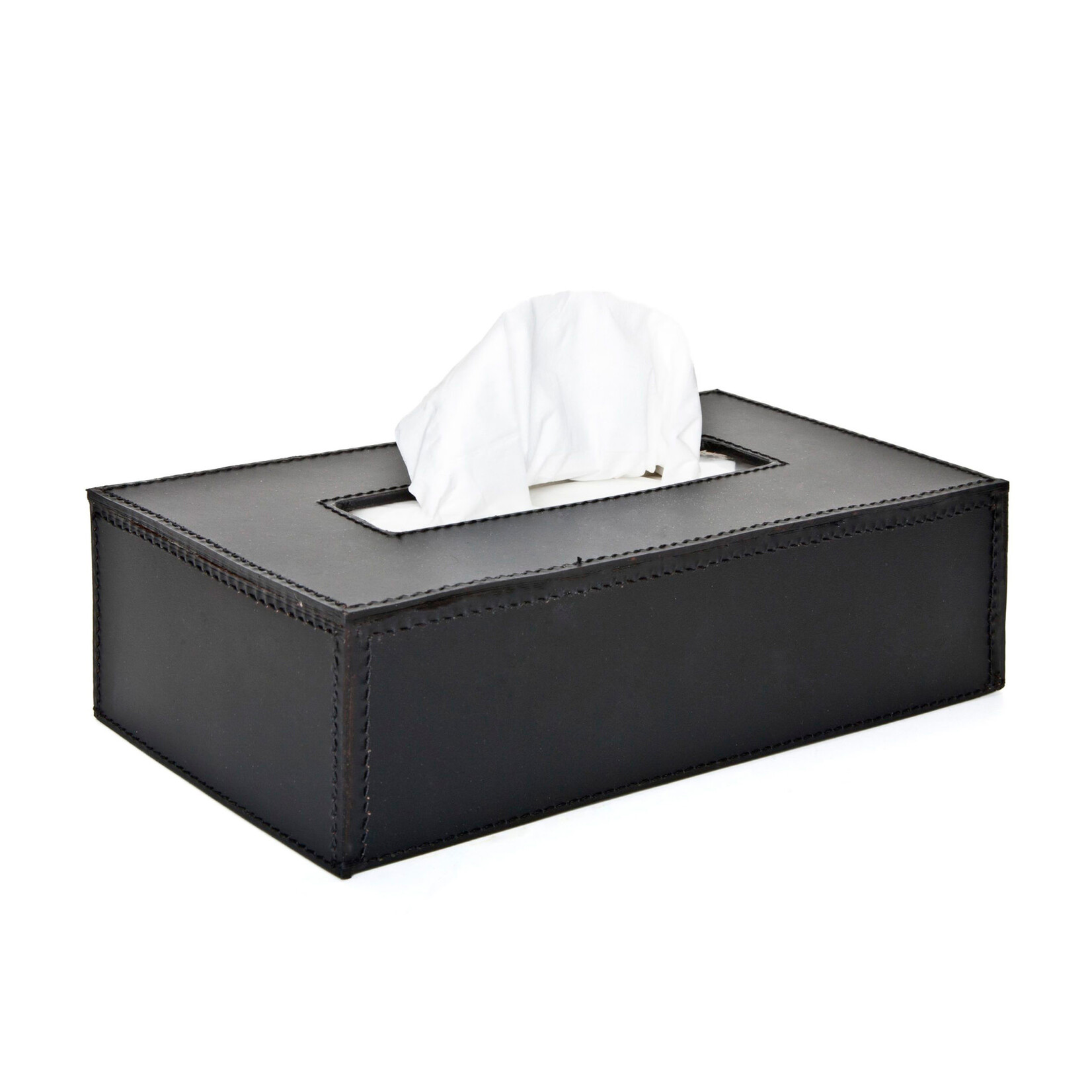 Kleenexbox  Leder schwarz/Naht schwarz