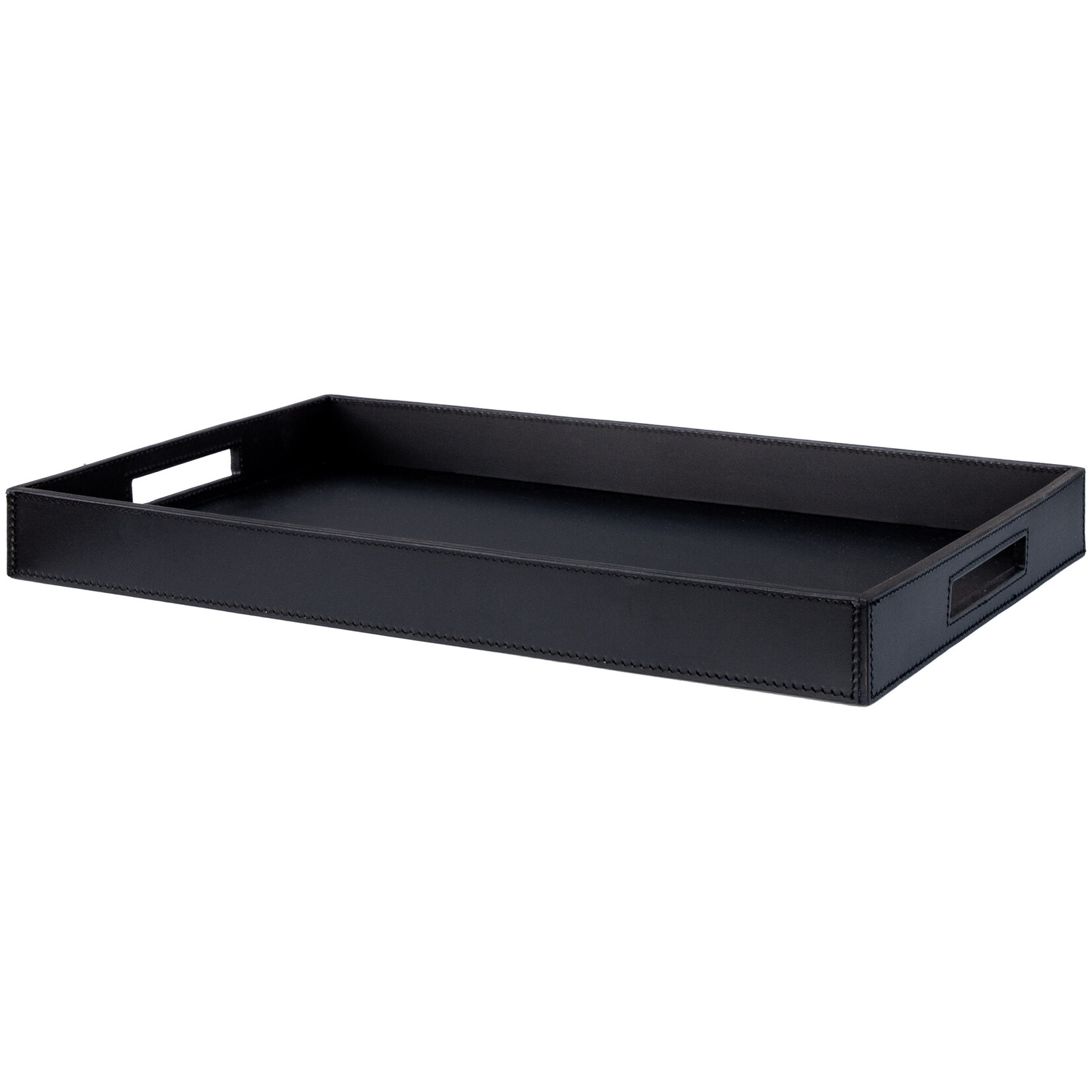 Serviertablett Leder: schwarz, Naht: schwarz 50x30x5cm