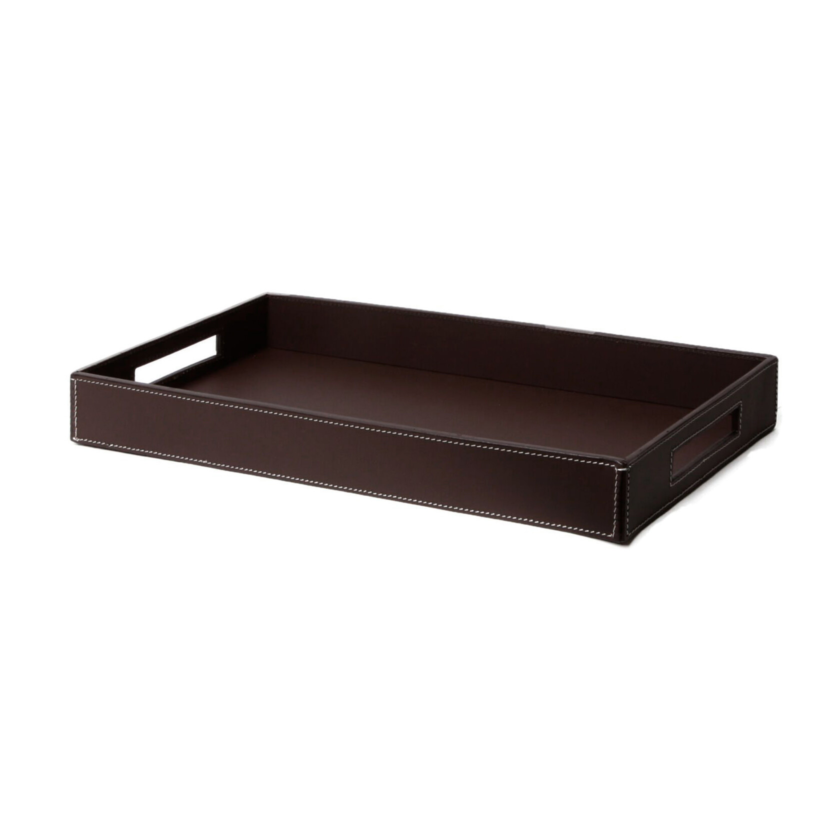 Serviertablett Leder: braun, Naht: weiss 43x23x5cm