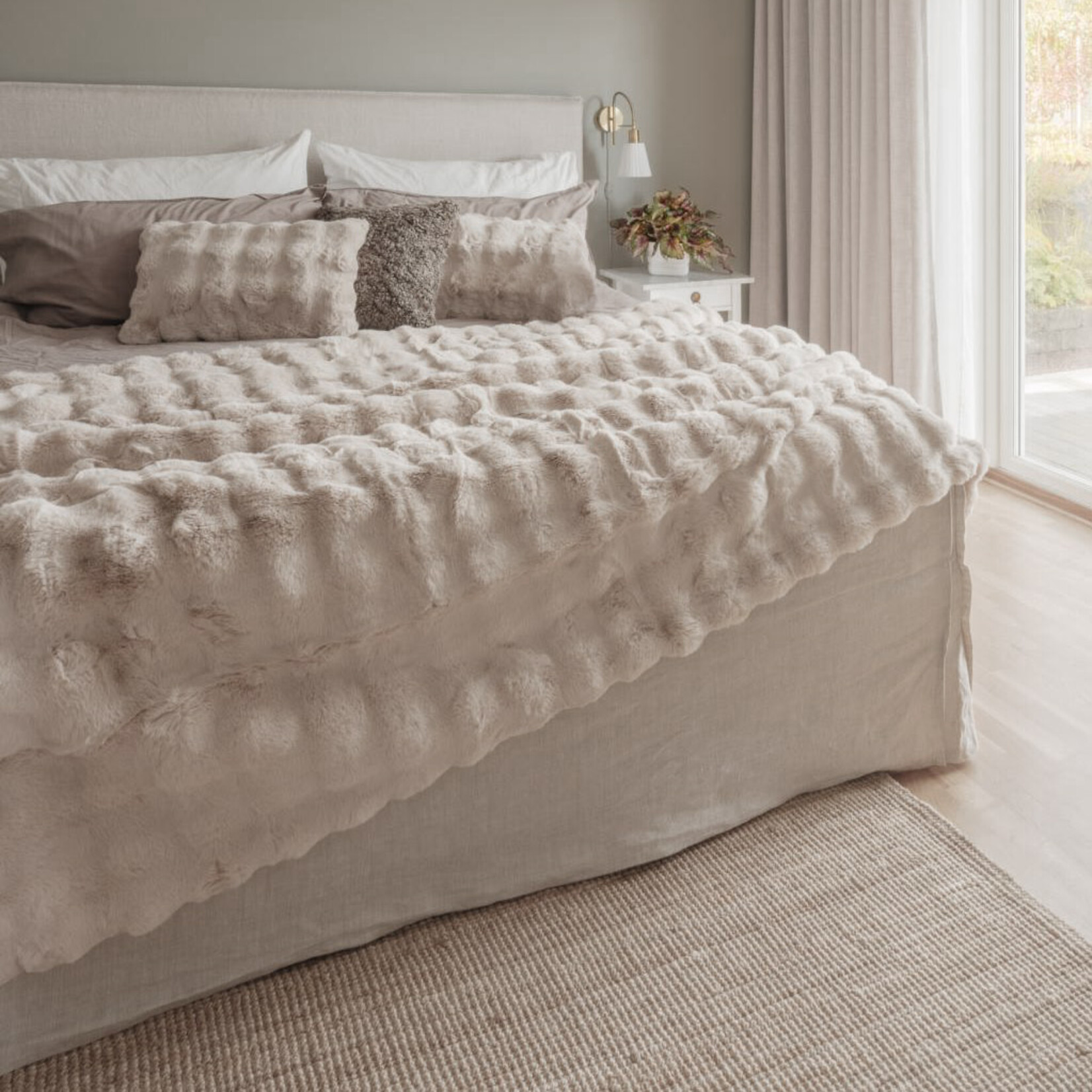 Kunstfelldecke beige 140x220cm, 100% PES