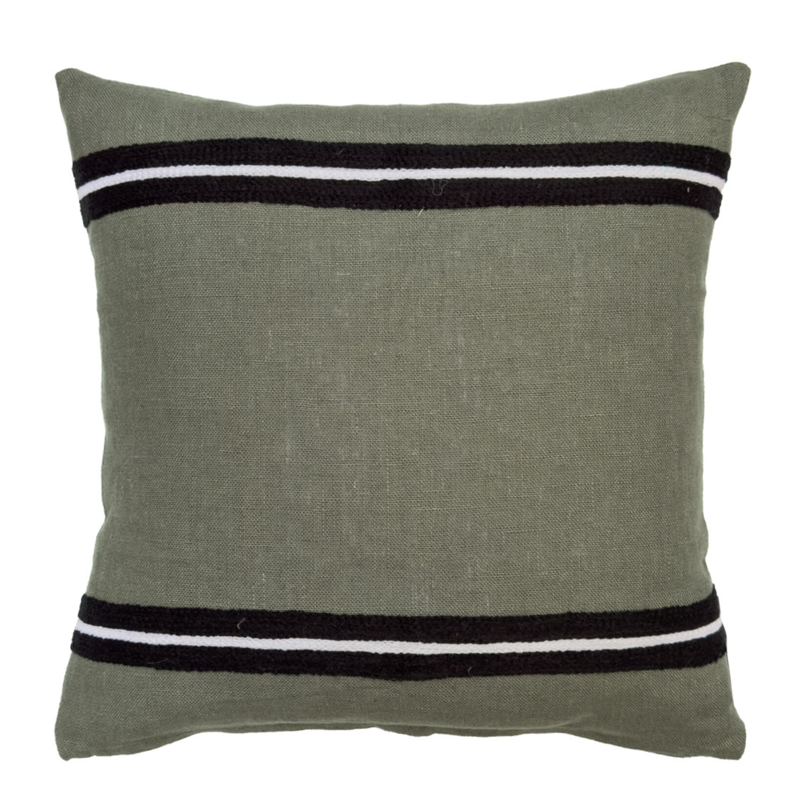 KEVIN Kissen Kaki mit schwarzen Streifen, 45x45cm
