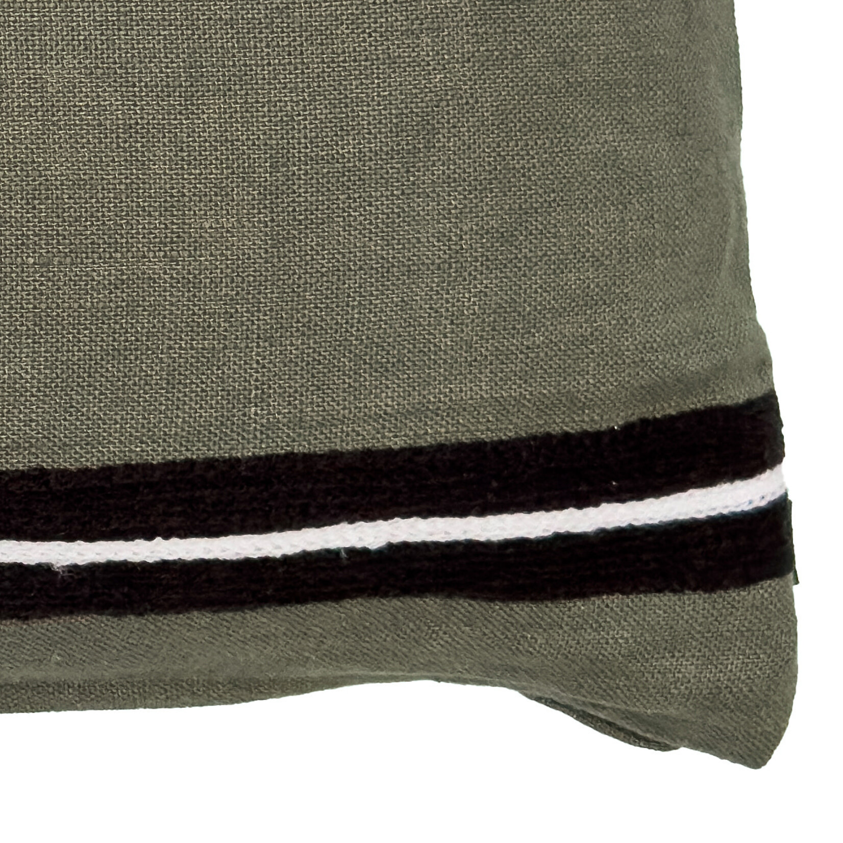 KEVIN Kissen Kaki mit schwarzen Streifen, 45x45cm