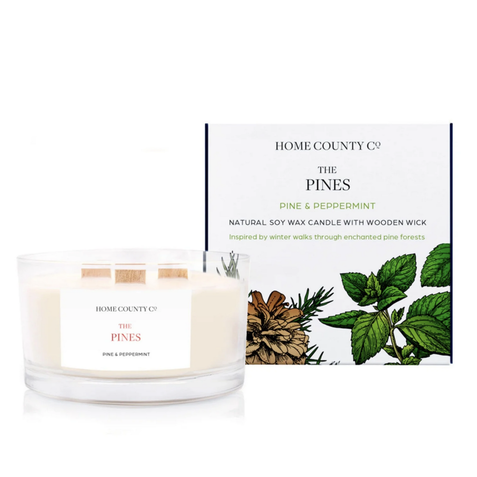 The Pines Duftkerze mit Kiefer und Pfefferminz  400g