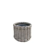 Tulum Polyrattan Korb mit Innentopf grau, D30xH21cm
