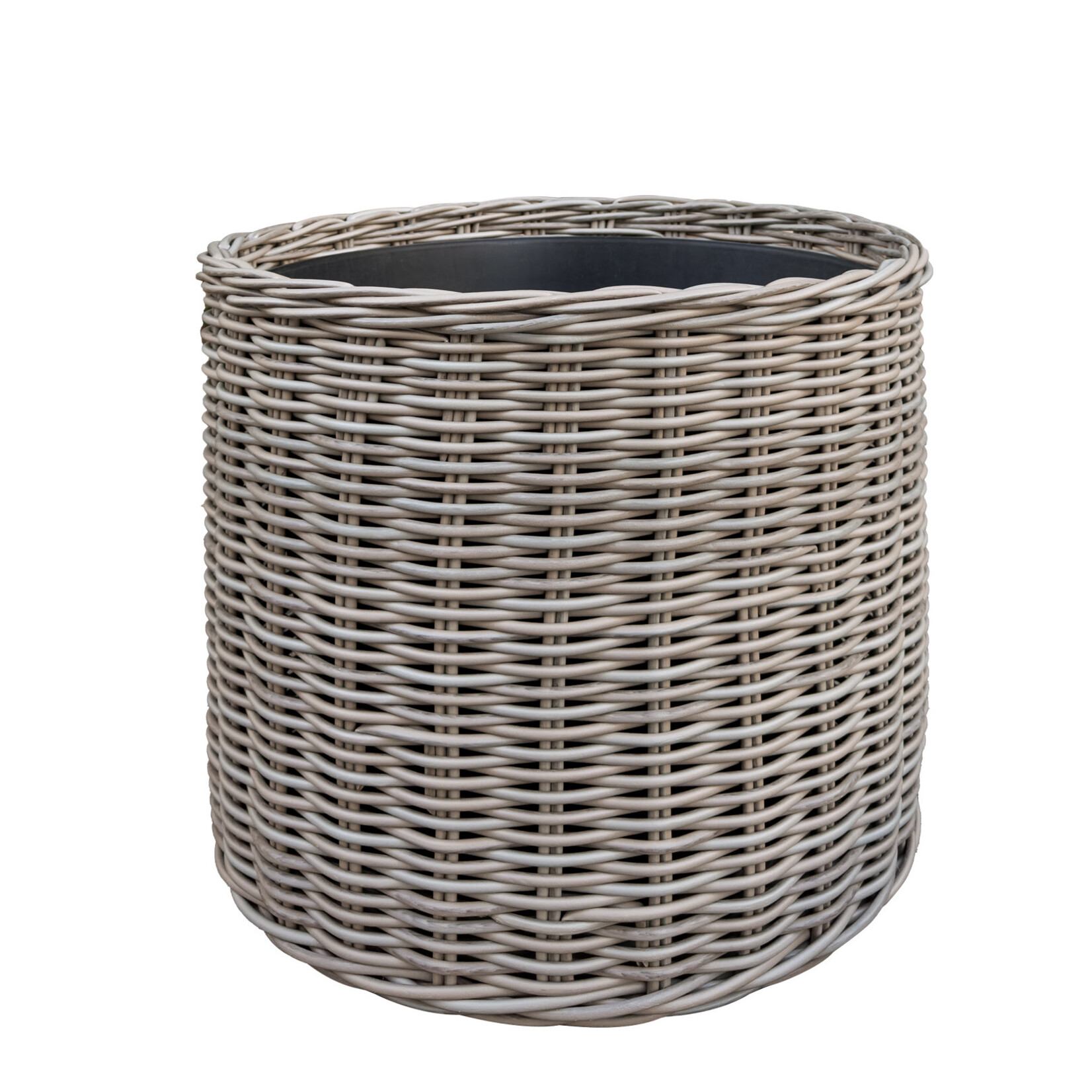 Tulum Polyrattan Korb mit Innentopf grau, D56xH46cm