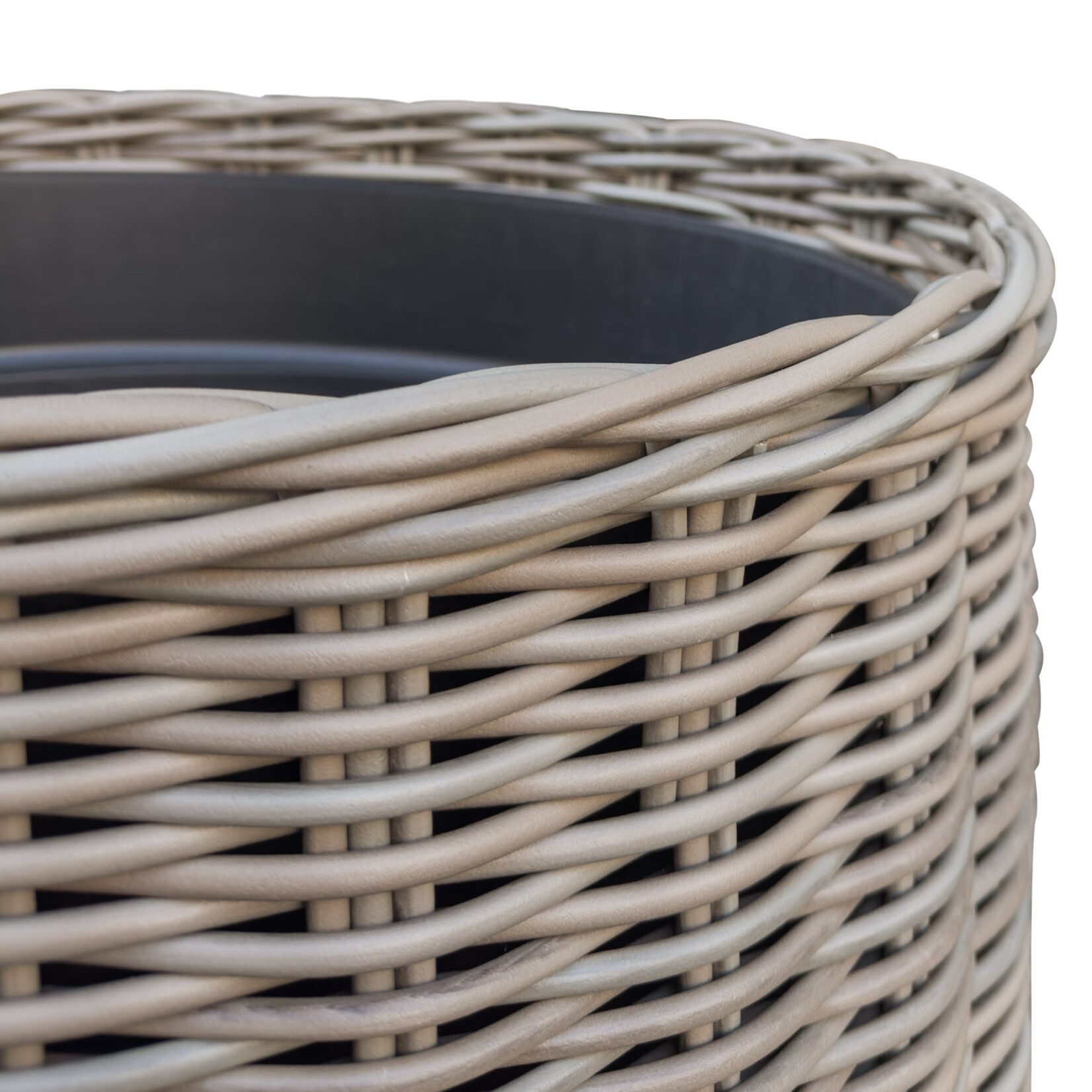 Tulum Polyrattan Korb mit Innentopf grau, D56xH46cm