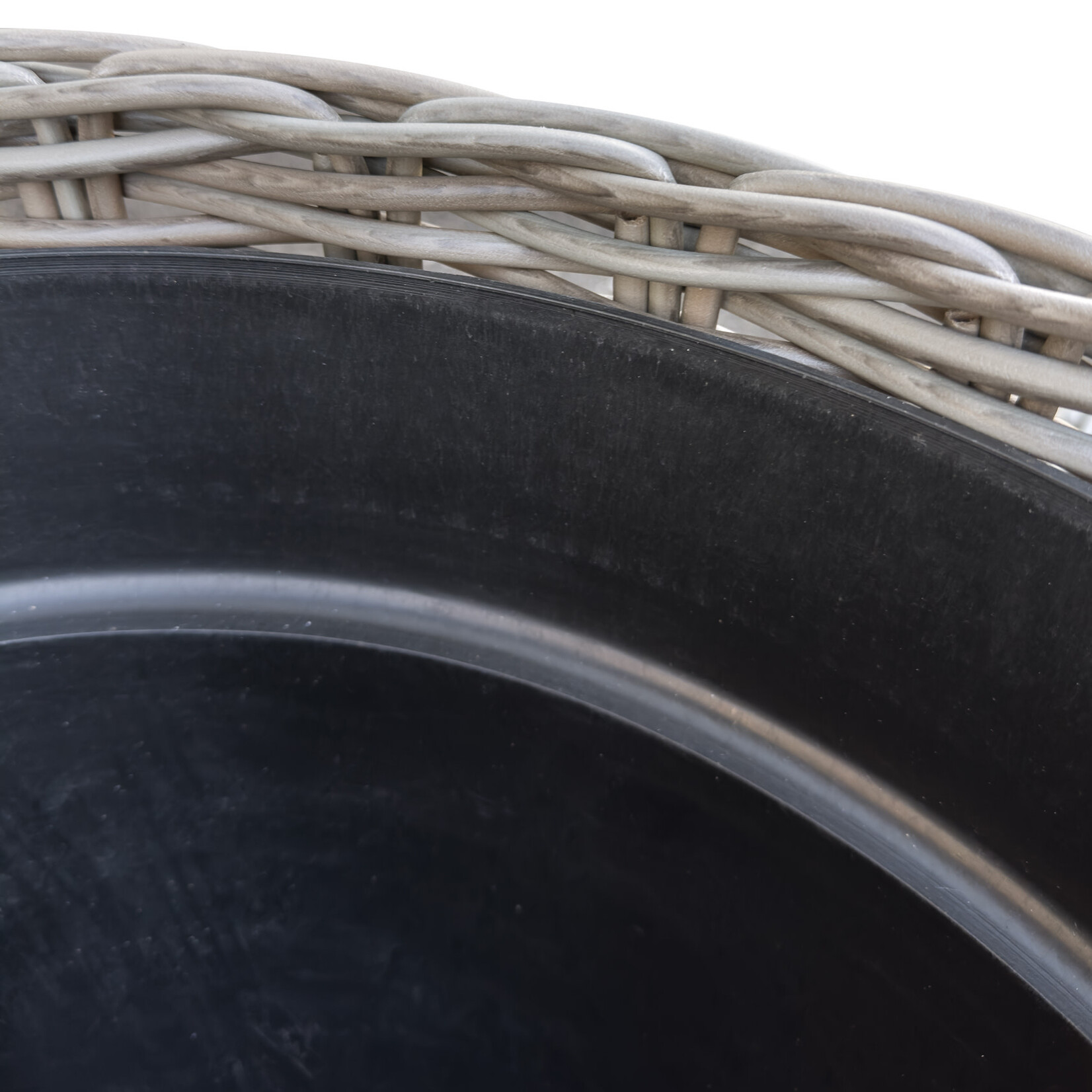 Tulum Polyrattan Korb mit Innentopf grau, D56xH46cm