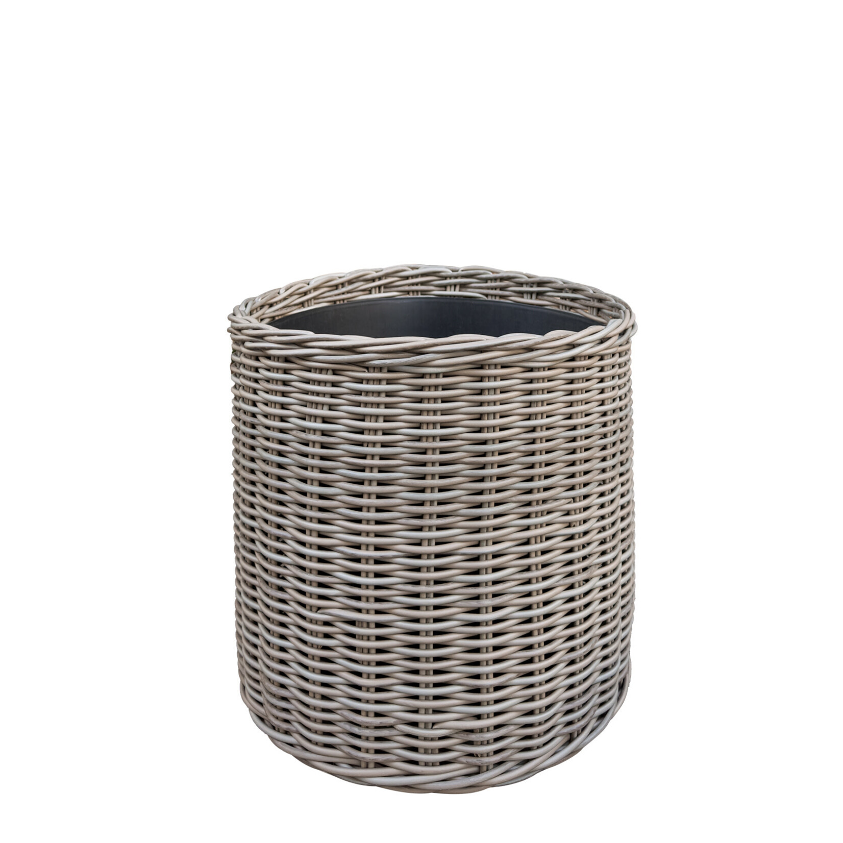 Tulum Polyrattan Korb mit Innentopf grau, D45xH34.5cm