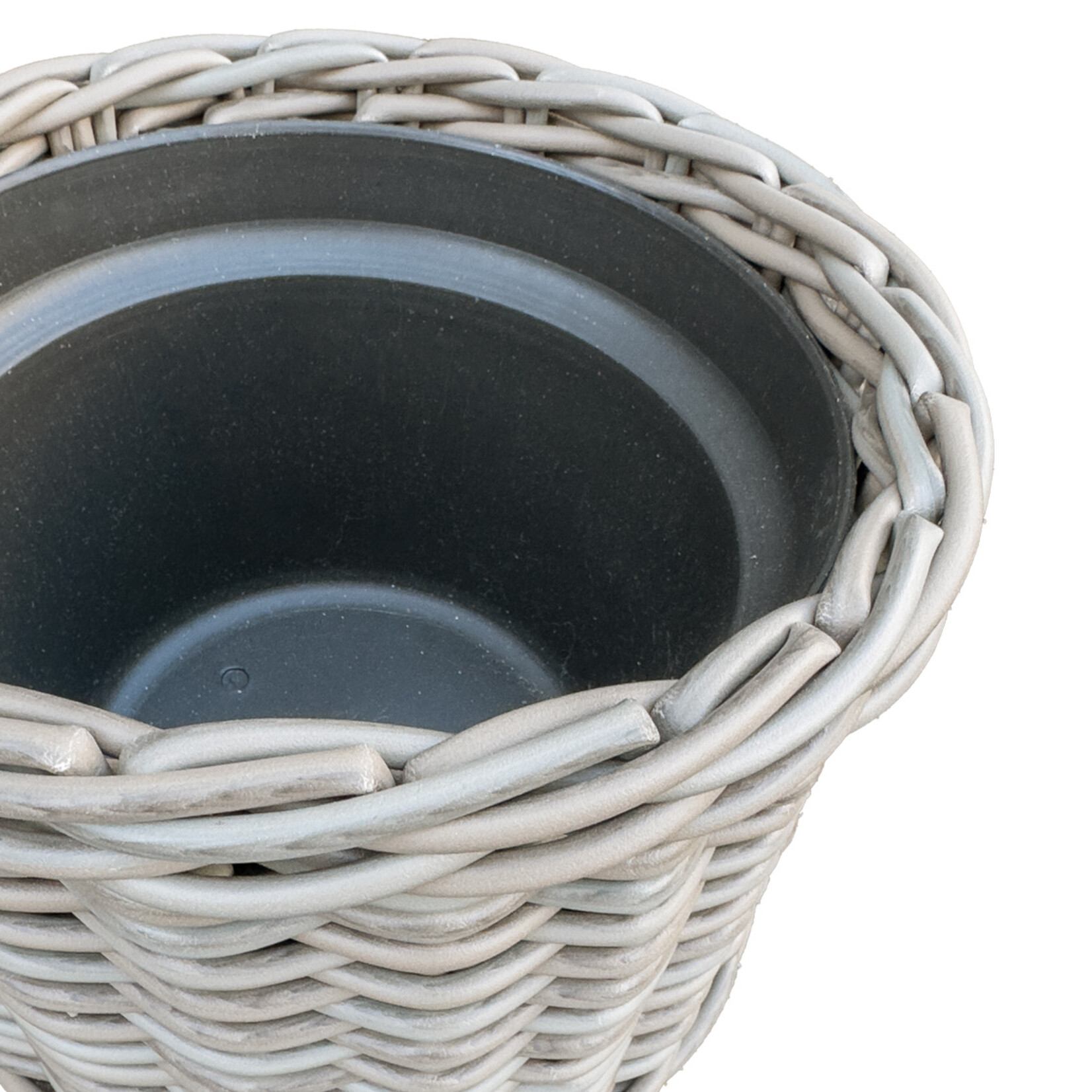 Tulum Polyrattan Korb mit Innentopf grau, D30xH21cm