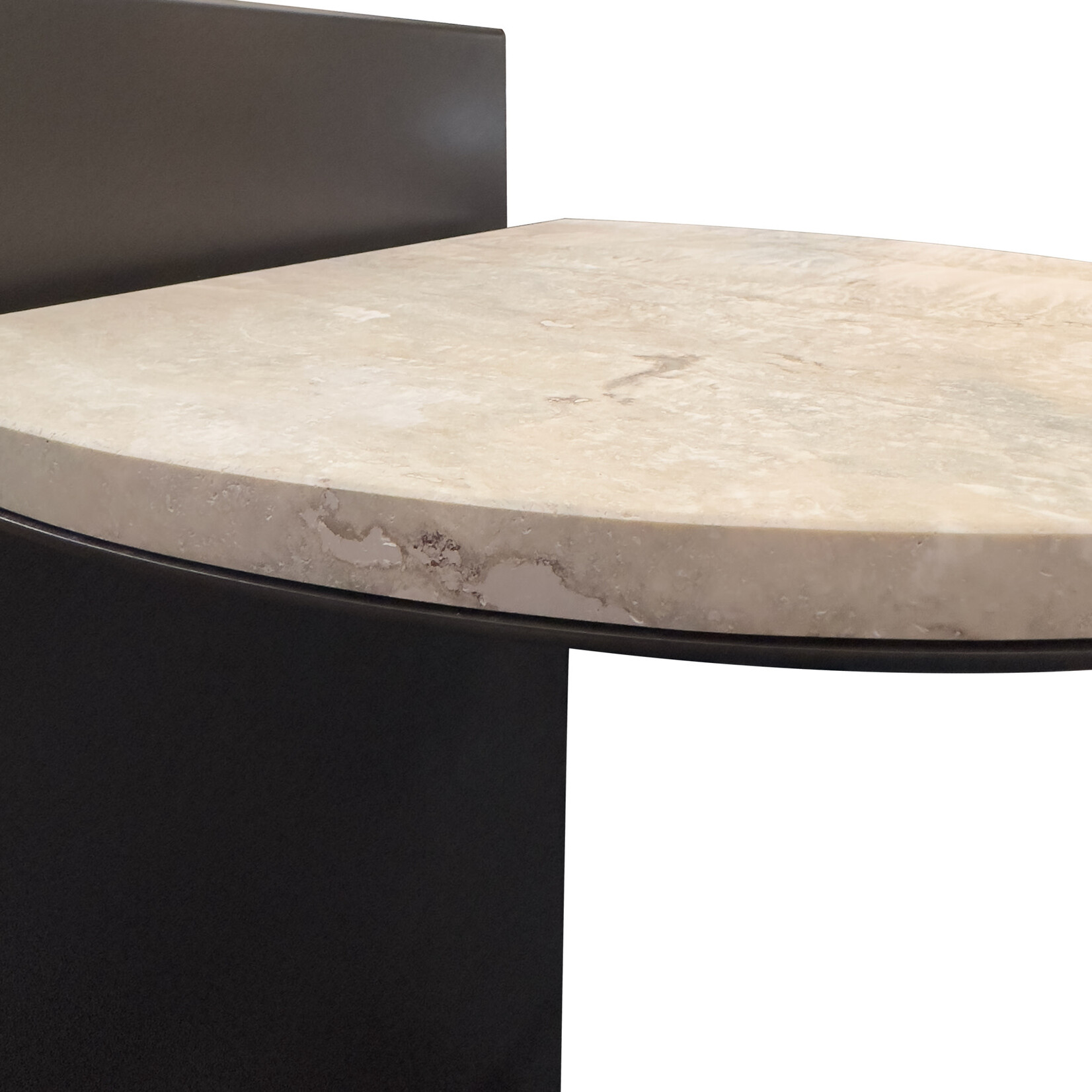 Beistelltisch rund braun mit Travertin, 50x35xH65cm