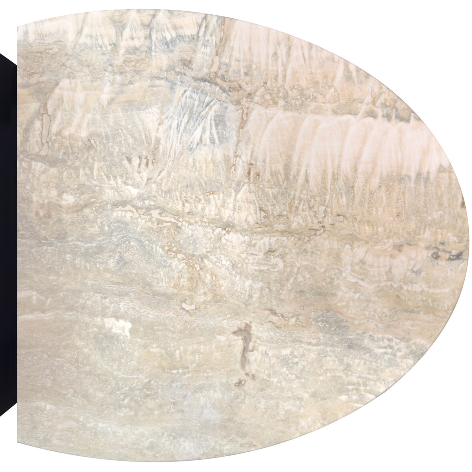 Beistelltisch rund braun mit Travertin, 50x35xH65cm