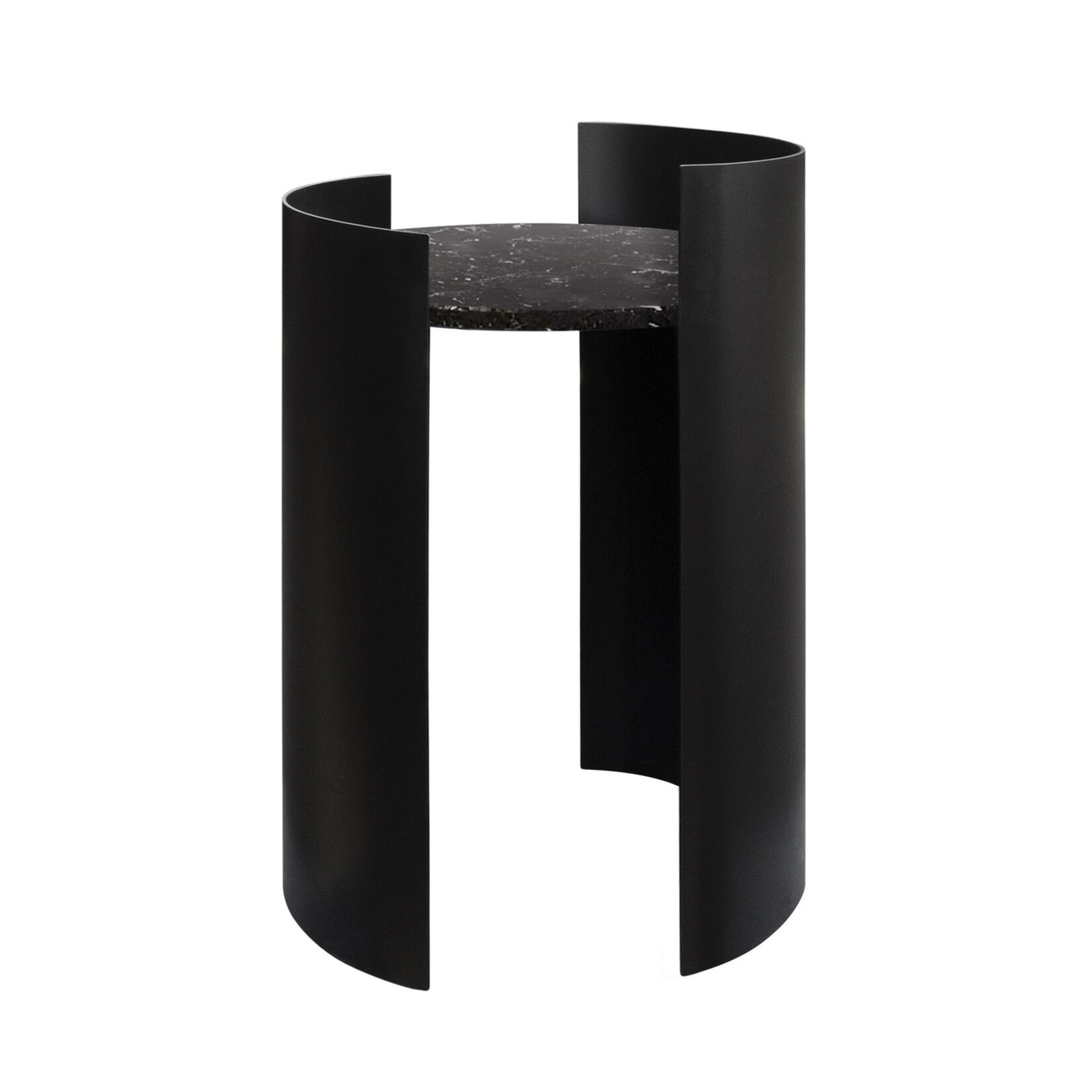 Beistelltisch rund schwarz mit schwarzem Marmor D40xH51/60cm