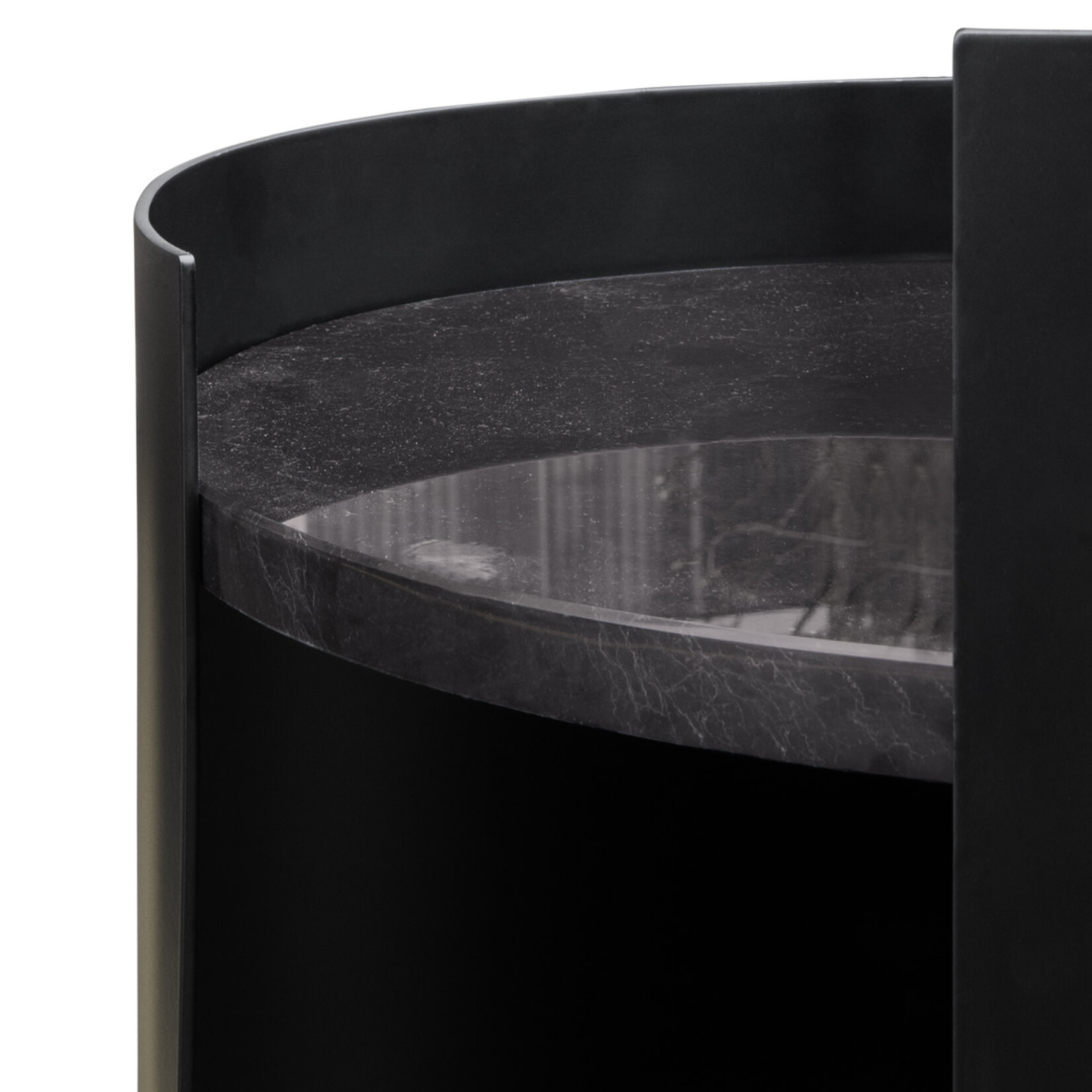 Beistelltisch rund schwarz mit schwarzem Marmor D40xH51/60cm