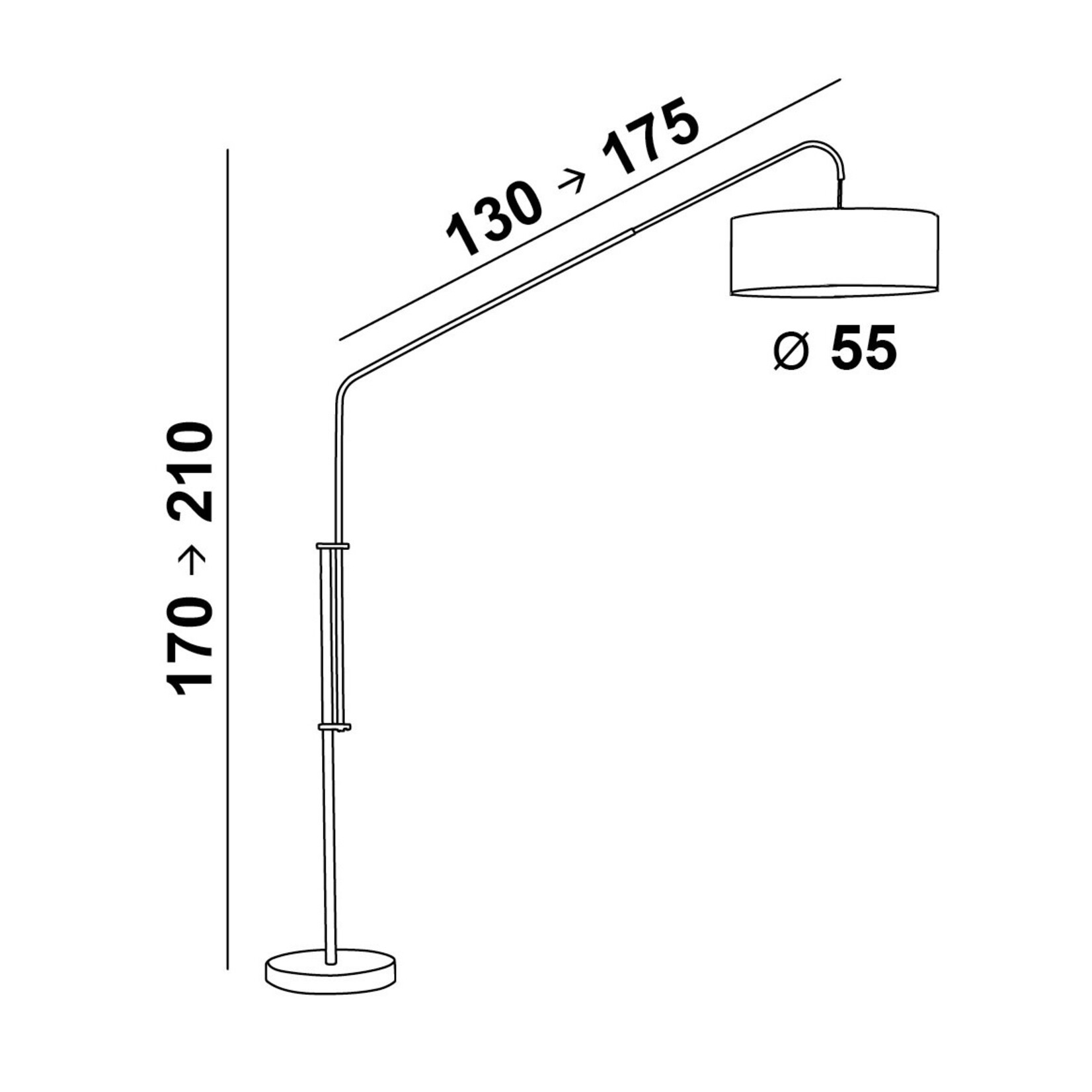 Bogenlampe Evan, bronze, D55x130/175xH170/210cm