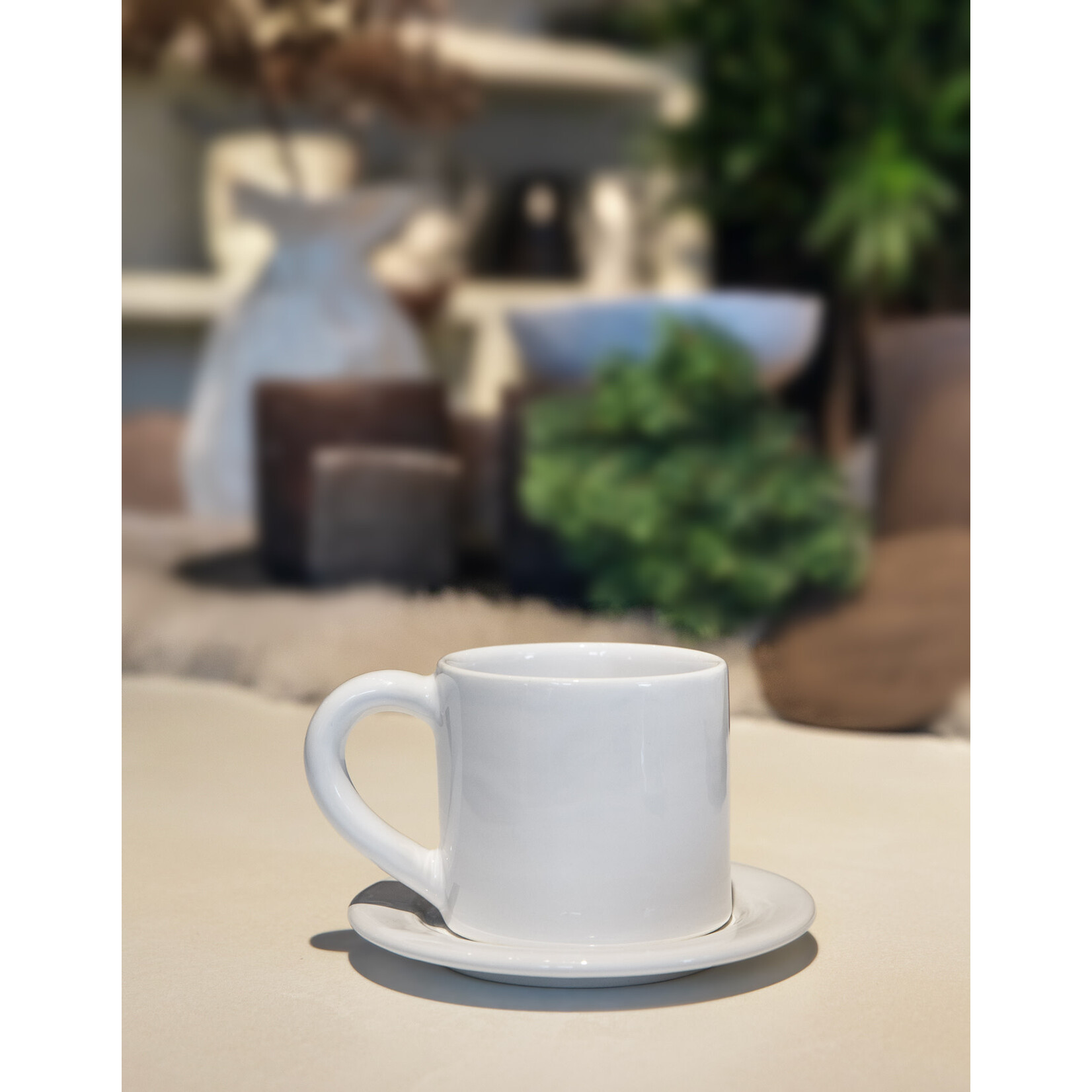 Kaffeetasse Handmade inkl. Unterteller weiss