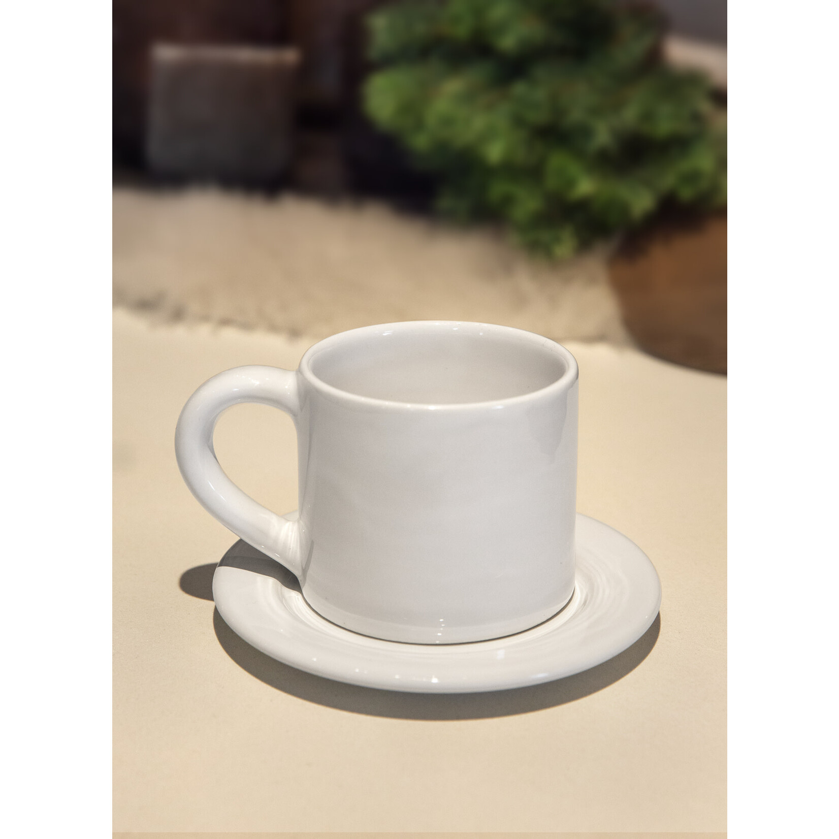 Kaffeetasse Handmade inkl. Unterteller weiss