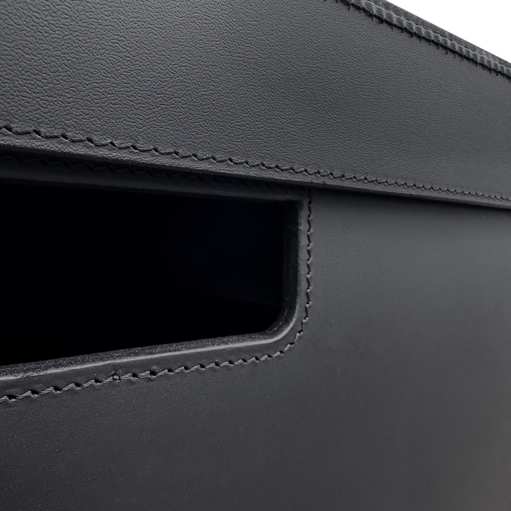 Wäschekorb Leder: schwarz, Naht: schwarz 41x41x72cm