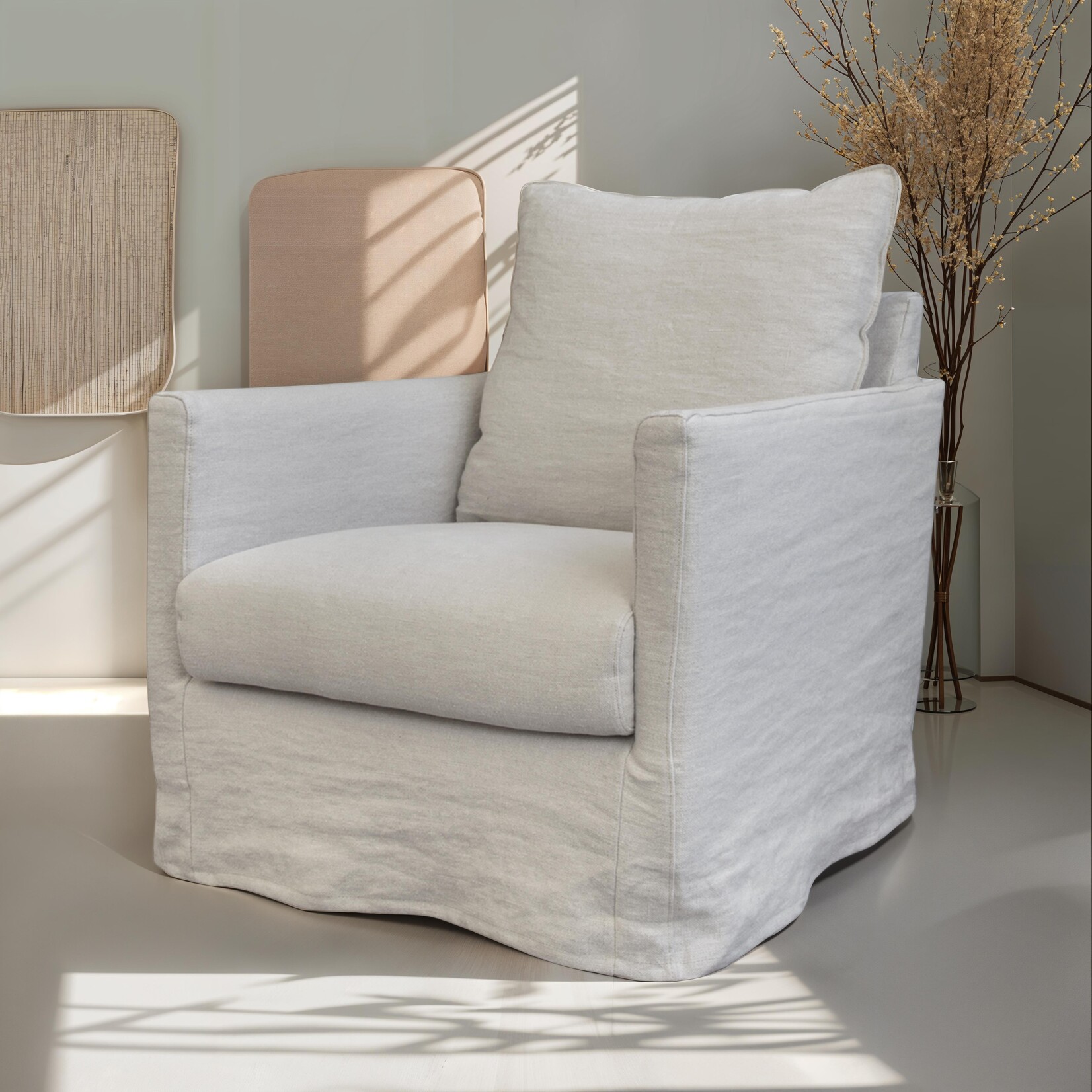 Sessel Bernal mit loser Husse B74xT88xH90cm; Stoff: Linen L007 1 natur Kat. E