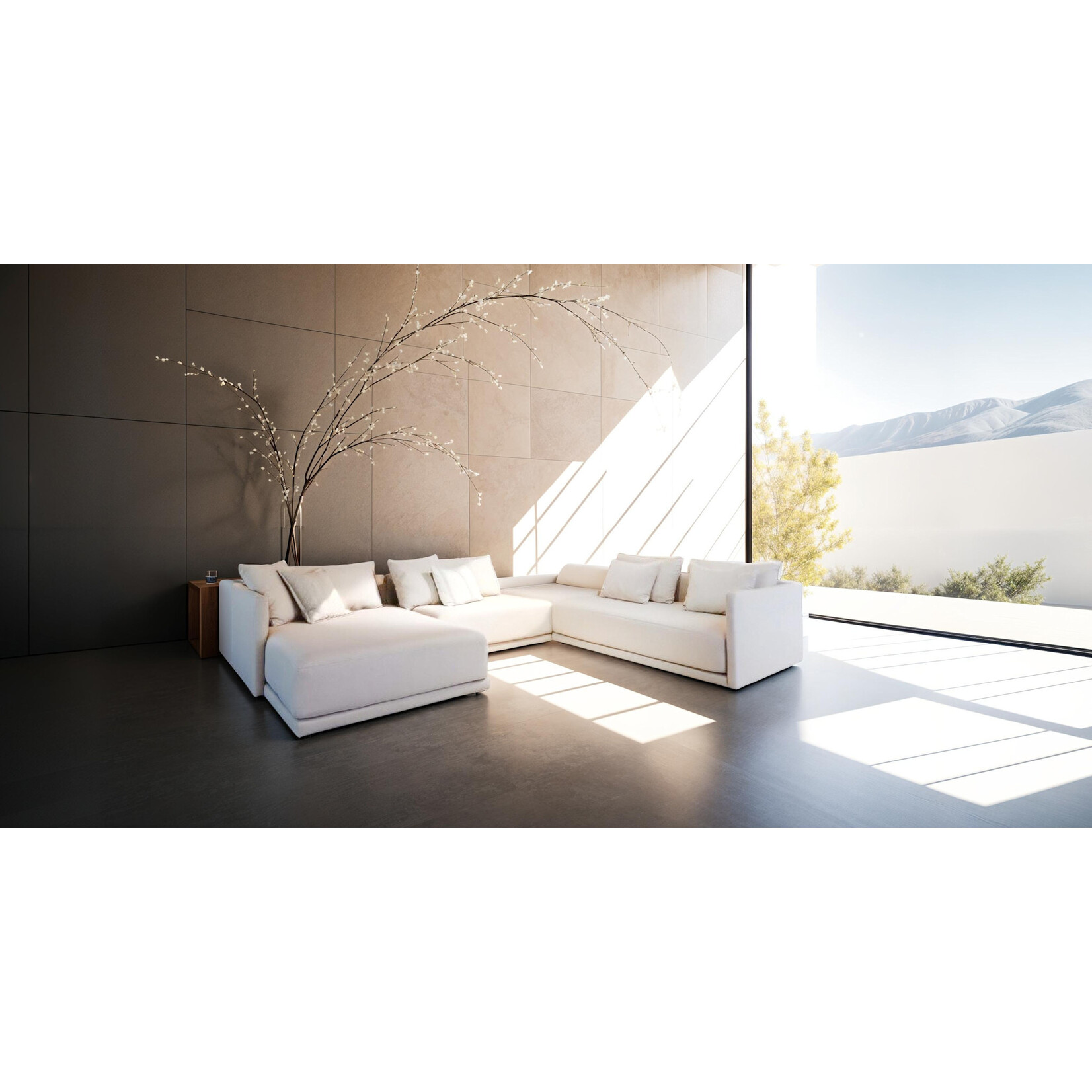 Iowa Modulsofa, B 340cm x T 180/280cm x SH 39cm, Stoff Loft Cream Kat. A